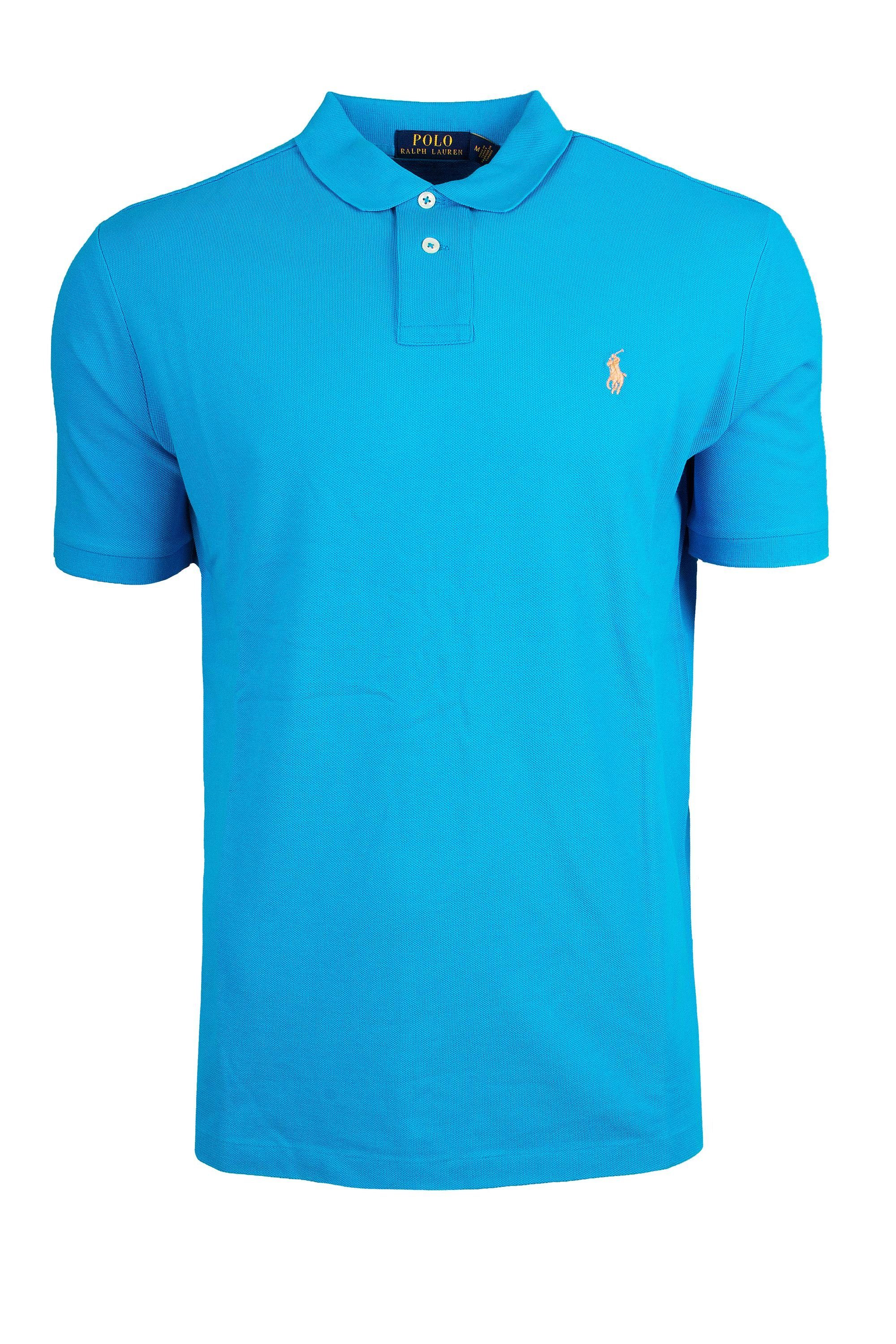 Ralph Lauren Poloshirt Ralph Lauren Herren Poloshirt Herren Classic Fit – Poloshirt Aquablue - Peach | Poloshirts