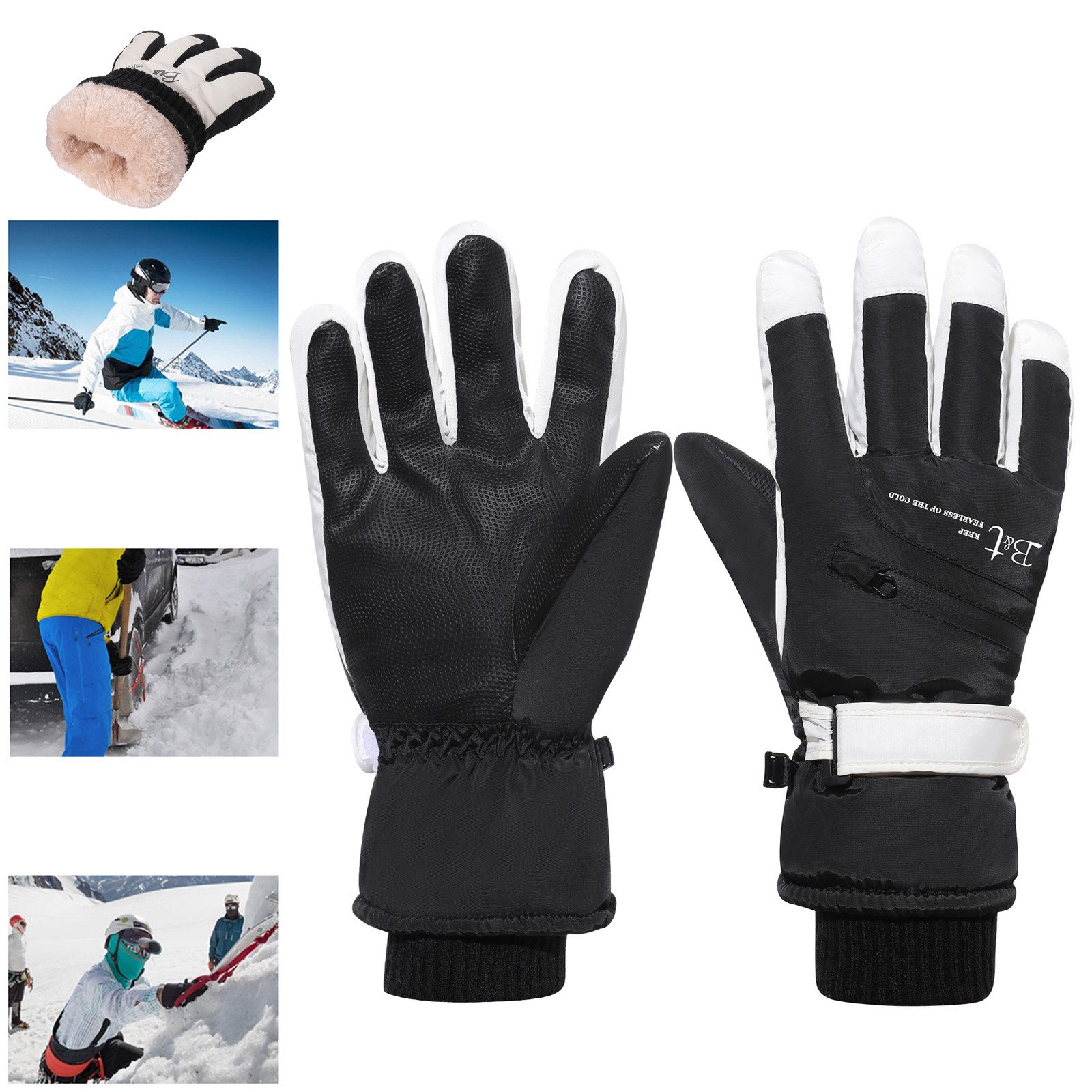 BTTO Hsch. Baumwollhandschuhe Winterhandschuhe Touchscreen, Herren-/Damenhandschuhe für Eltern-Kind Rutschfest, Einstellbar, Winddicht Skihandschuhe