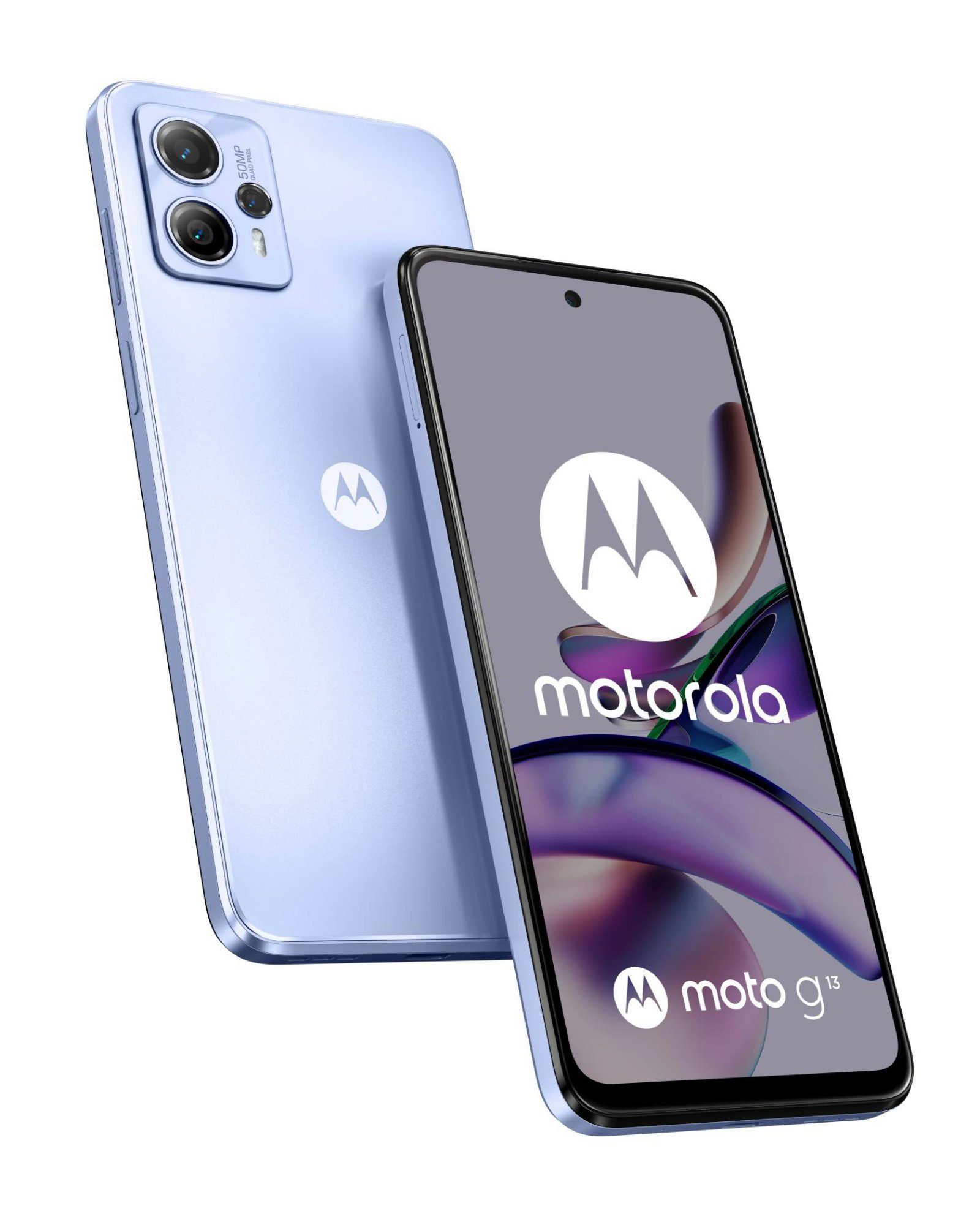 Motorola Moto G13 Smartphone (16,56 cm/6.5 Zoll, 128 GB Speicherplatz, 50 MP Kamera, 18W Schnellladen, IP52, Fingerabdrucksensor) Lavender Blue