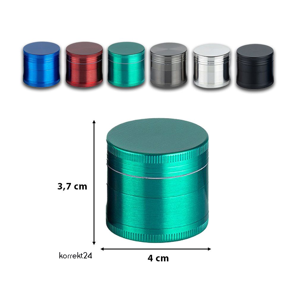 Coumo Kräutermühle Grinder Crusher, ⌀ 4 cm, Kräutermühle,Gewürzmühle, 4-teilig, Metall