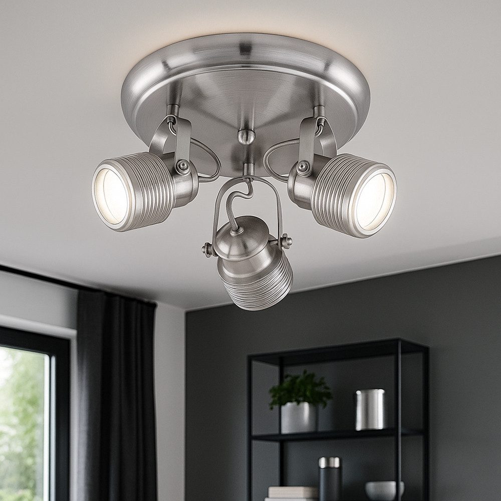 WOFI Deckenspot, Leuchtmittel nicht inklusive, Deckenstrahler 3 Flammig Retro Lampe Wohnzimmer Decke 3er Spot