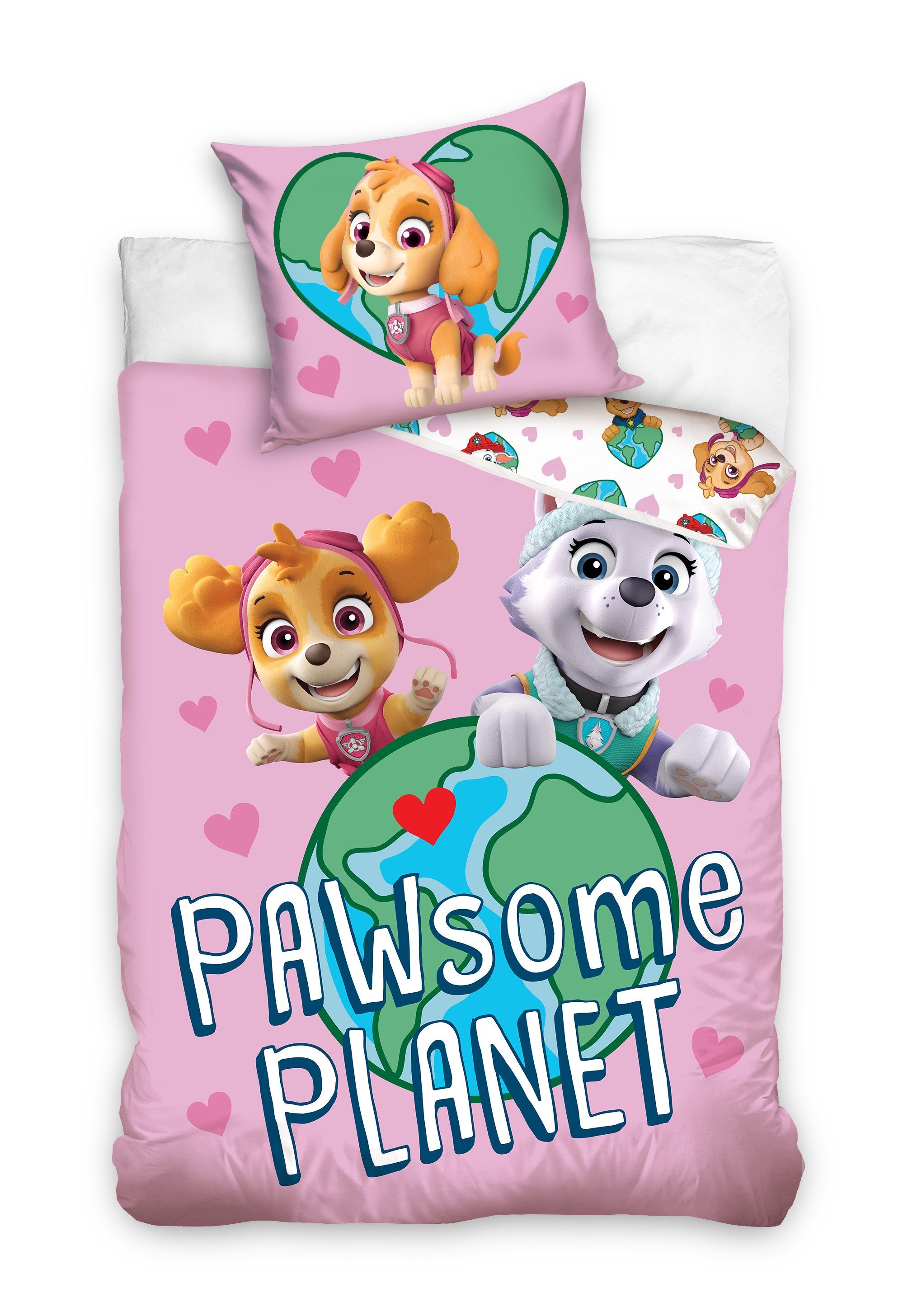 PAW PATROL Kinderbettwäsche Best Pups Ever, 100% Baumwolle, 2 teilig, Skye und Everst