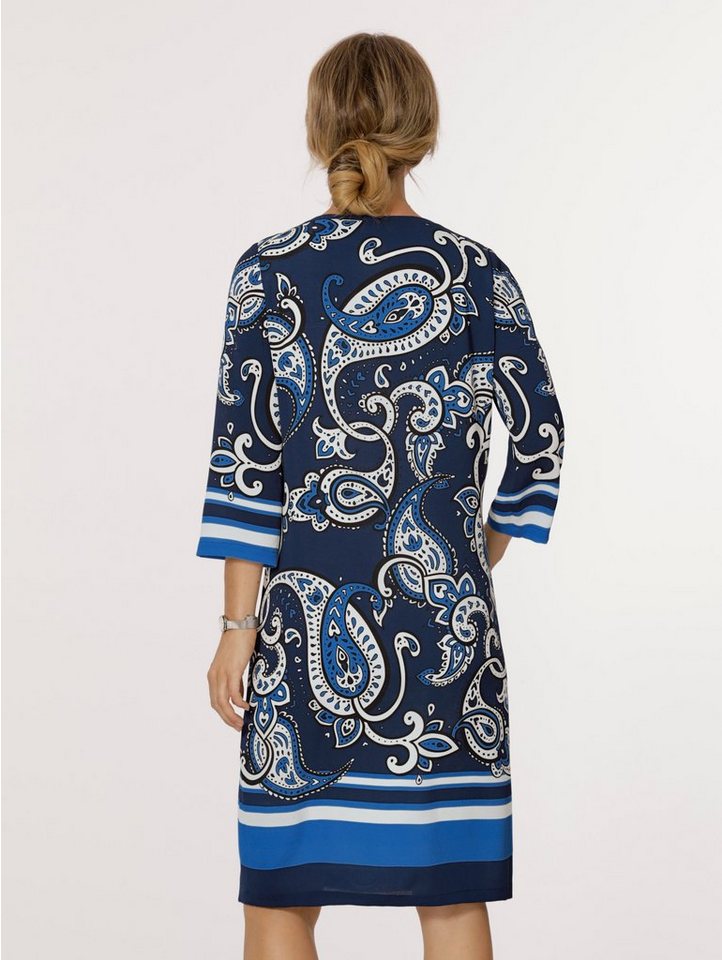 Mona Kleid mit platziertem Paisley-Druck in blau