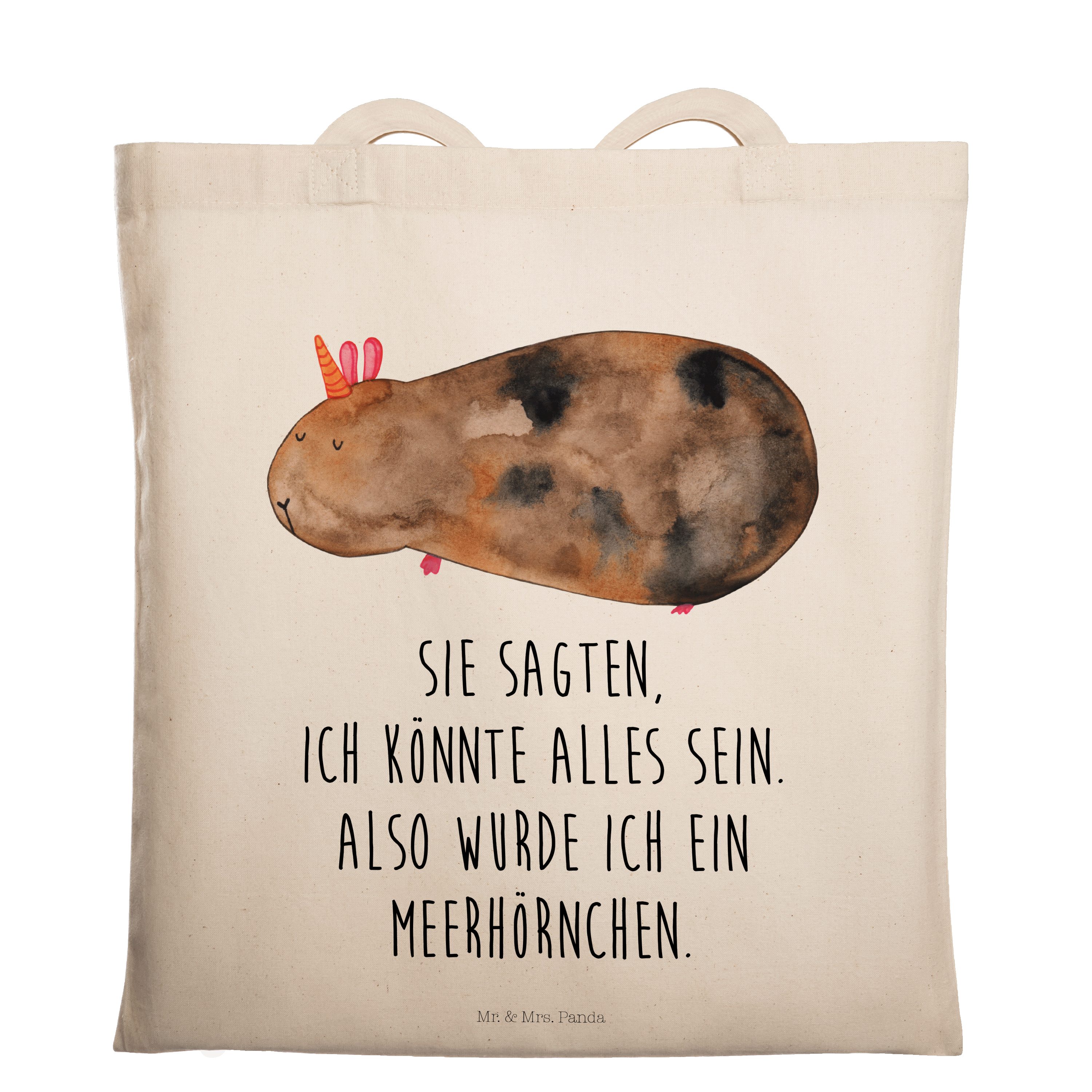Transparent Mr. Meerschwein, (1-tlg) Tragetasche - Meerhörnchen Mrs. - Stoffbeutel, Panda Einh & Geschenk,