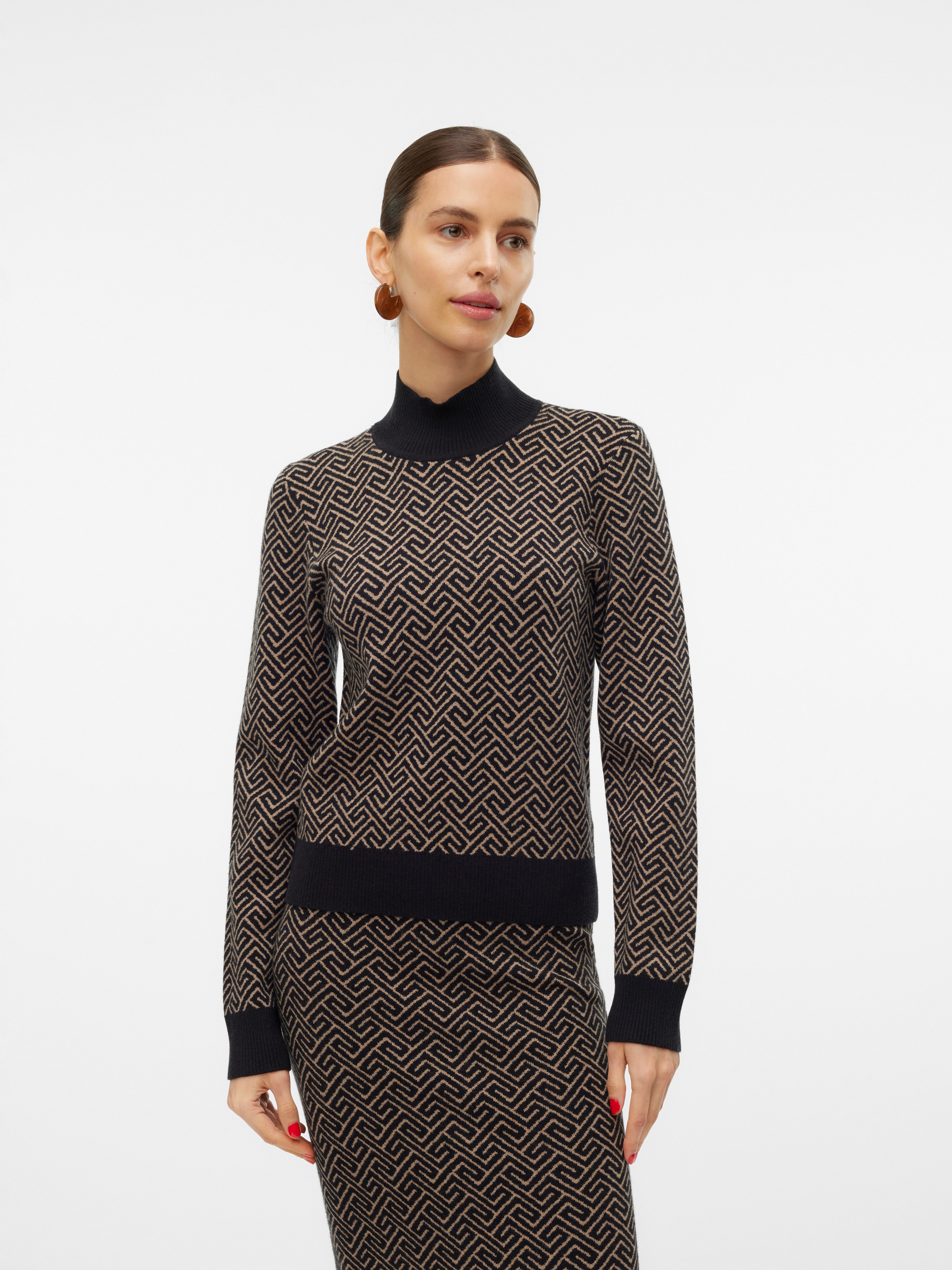 VERO MODA Vmhappiness LS Highnck-Abito con Cerniera Ga Boo Vestito, Betulla, XL Donna