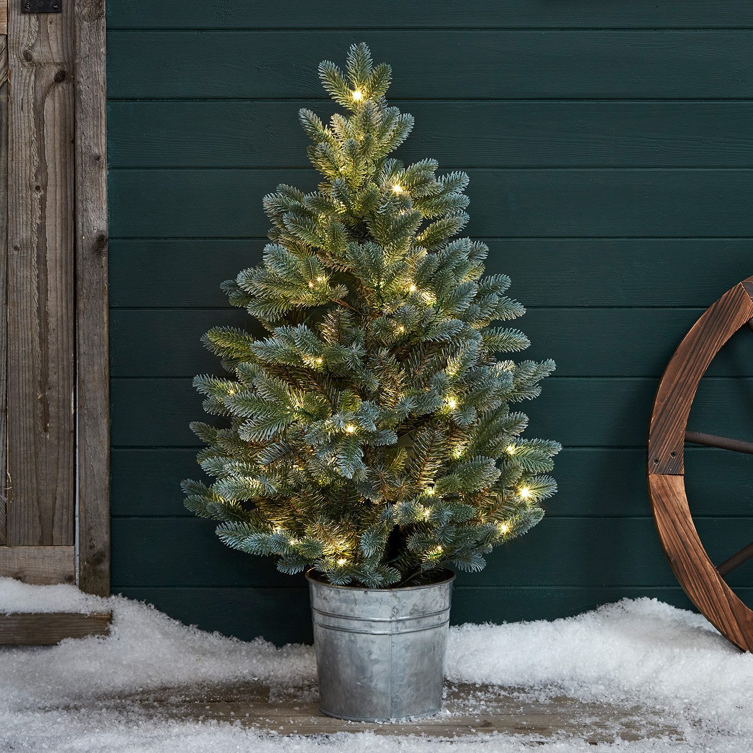 Lights4fun Künstlicher Weihnachtsbaum 90cm LED Weihnachtsbaum, Für den Innen- und Außenbereich geeignet