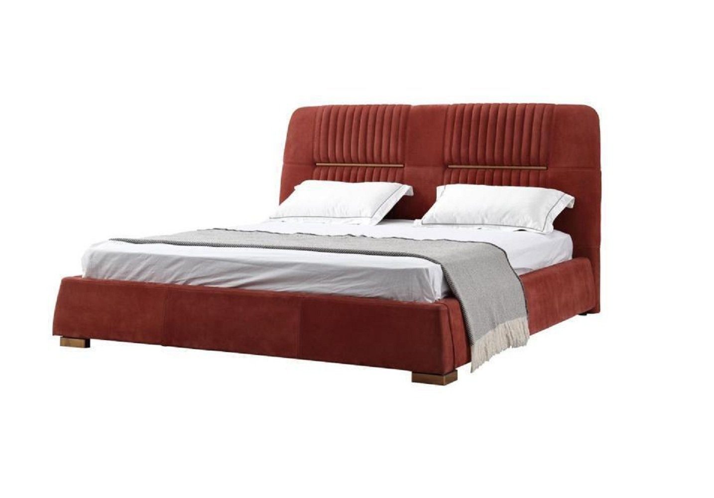 JVmoebel Bett Design Rotes Doppelbett Bettgestelle Betten Holzbetten Textil (1-tlg., 1x Bett), Made in Europa