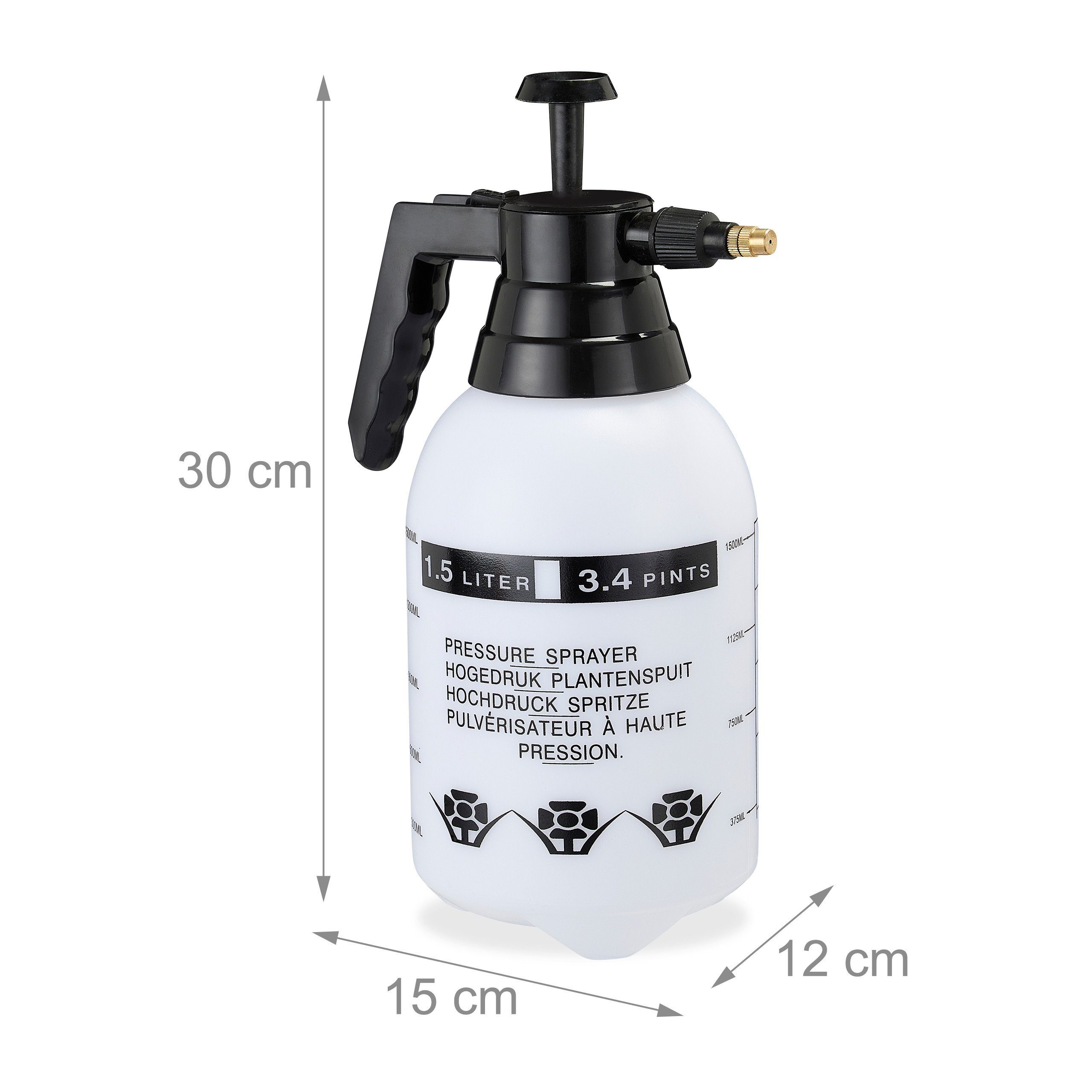relaxdays Sprühflasche 2 x Pumpsprühflasche 1,5 Liter, (2-tlg) – Bild 4 von 5