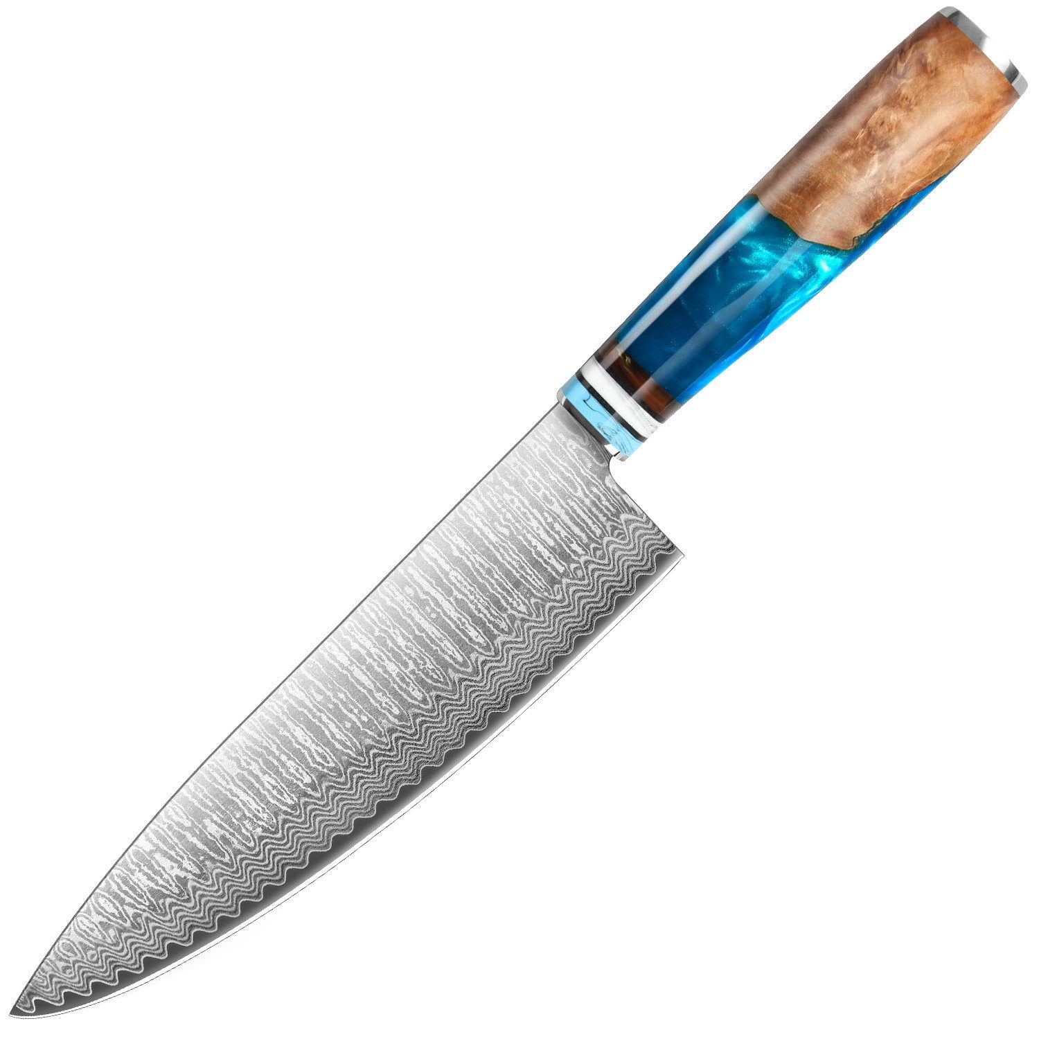 KEENZO Damastmesser Damast Küchenmesser, 20cm Klinge, 67 Schichten Damaststahl Harzgriff, damaststahl, Harzgriff, Ergonomisch geformt