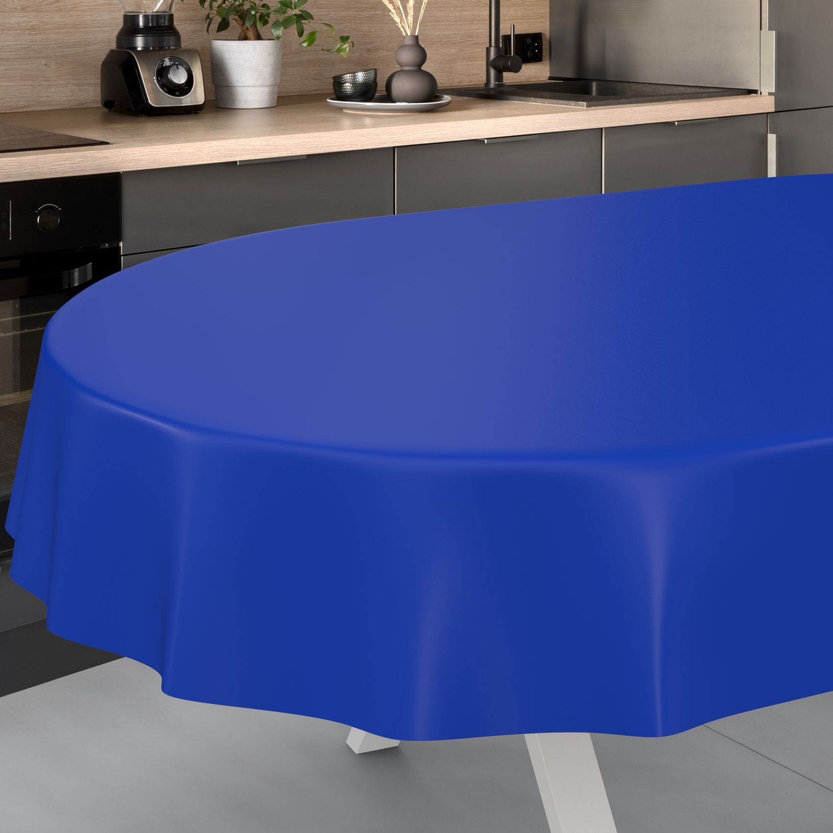 ANRO Tischdecke abwaschbar Wachstuch-Tischdecke Gartentischdecke (Einzelstück 1-tlg), wasserabweisend Einfarbig Blau Breite 140cm