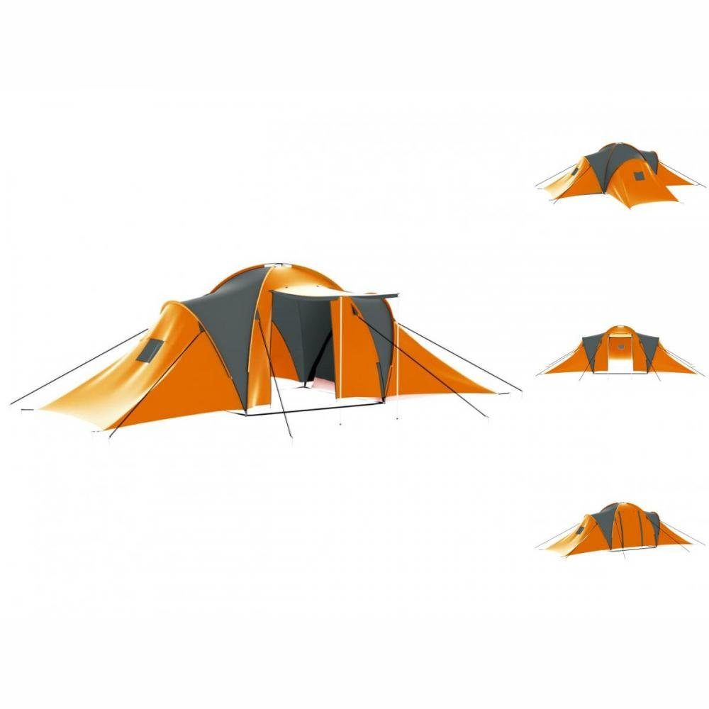 Orange Personen Grau vidaXL 9 Wurfzelt Campingzelt Stoff Kuppelzelt Familienzelt und