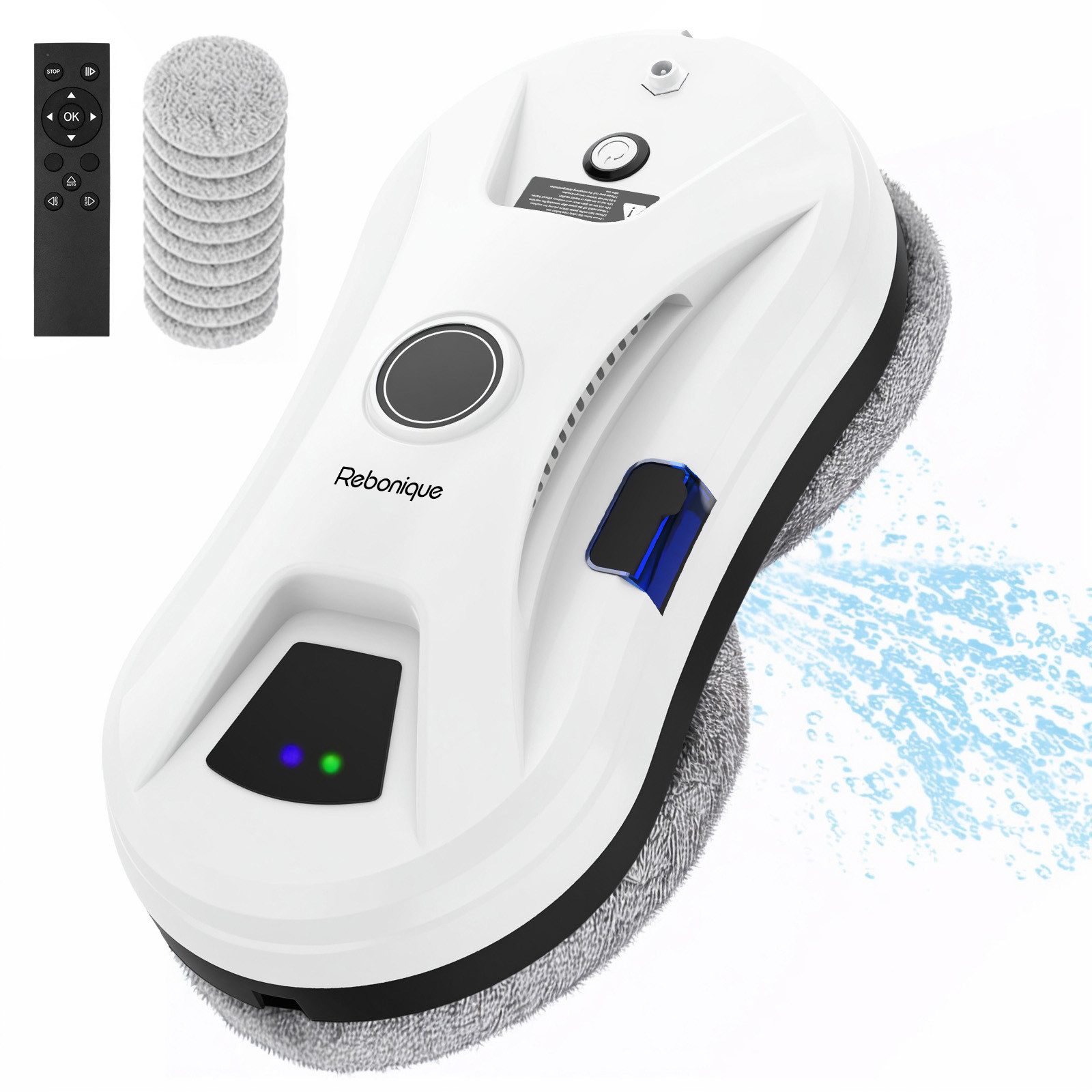 Rebonique Fensterputzroboter Elektrischer Fensterputzer 5600Pa Intelligenter Kanten-Erkennung, 3-Modi Automatische Wasserstrahl Fensterreiniger Roboter
