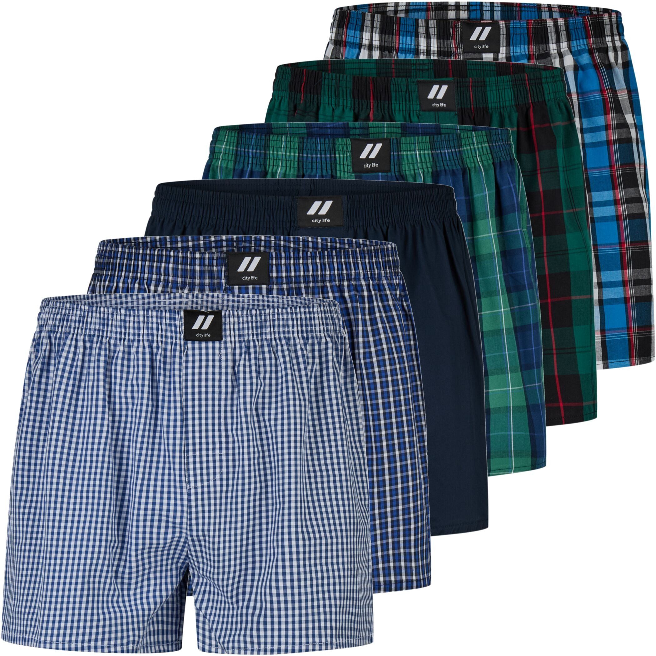 City Life Boxershorts Herren Unterhosen Baumwolle Webboxer (6er Pack) Sparp günstig online kaufen