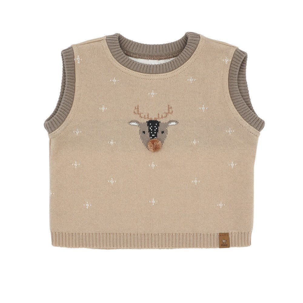MAXIMO З коротким рукавом GOTS BABY-Pullunder Rentier Jacquard, Mini-Pompon (1-tlg)