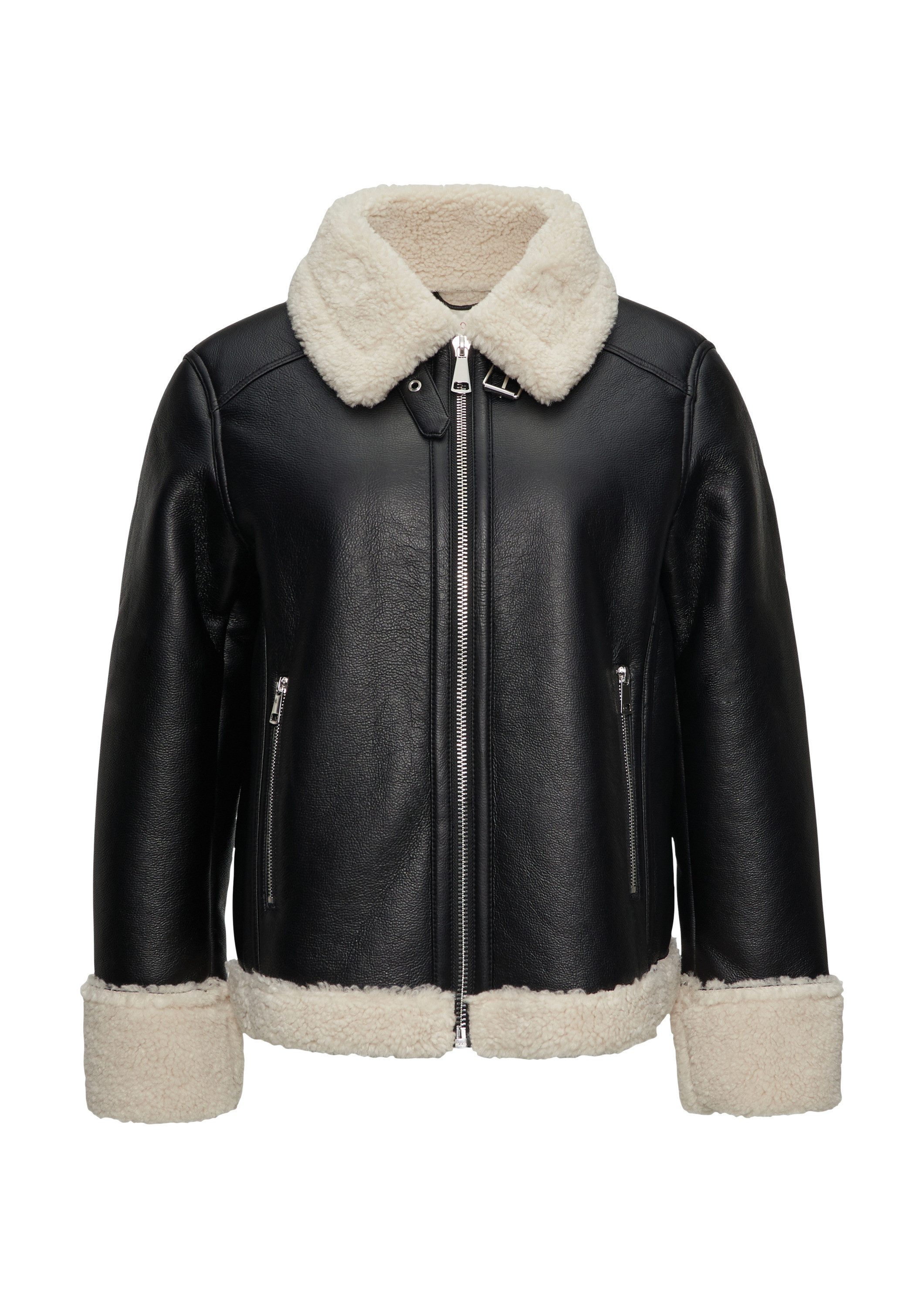 s.Oliver Winterjacke Outdoor-Jacke Jacke aus Lederimitat mit Teddyplüsch günstig online kaufen