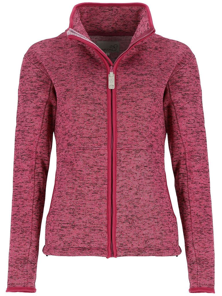 Baumfuchs Strickfleecejacke Damen Fleecejacke im Zick-Zack-Streifen-Design mit Stehkragen