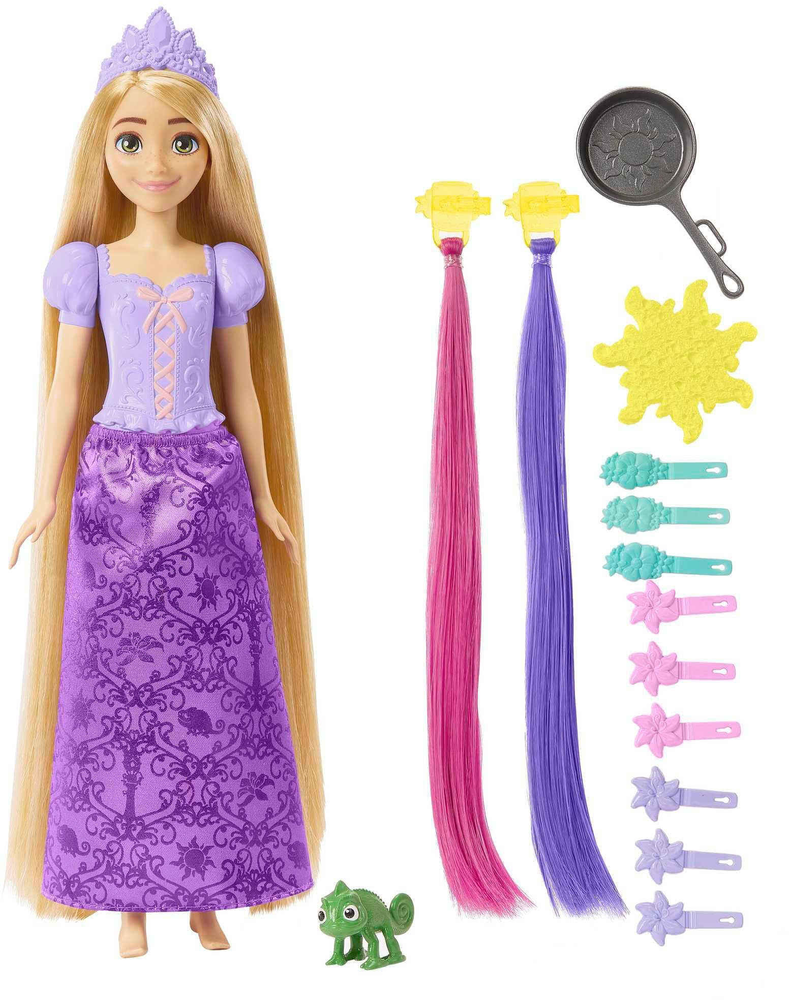 Mattel® Anziehpuppe Disney Prinzessin, Haarspiel Rapunzel Puppe und Zubehör