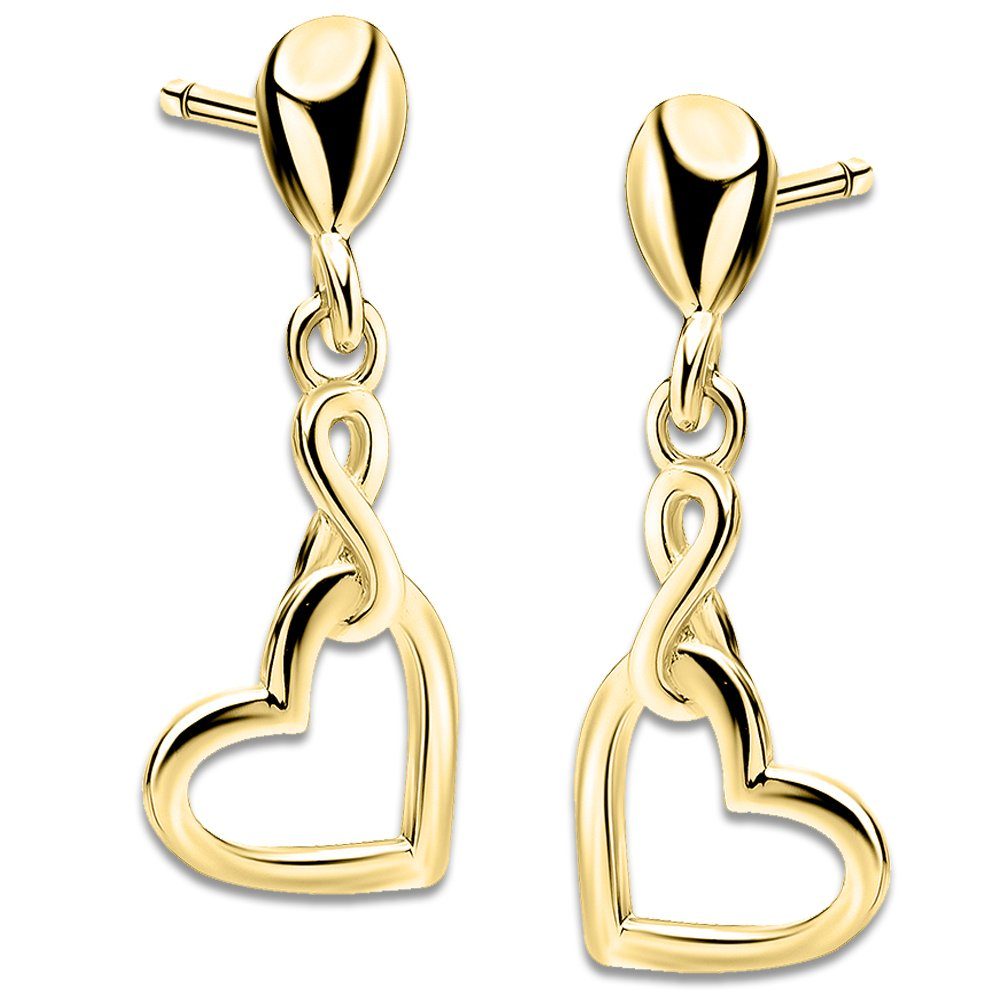 Zeichen Gold Gold Silber Paar Limana Sterling hängende 925 Ohrhänger Geschenk Ohrstecker P85+V12 mit Herz, Liebe Unendlichkeit Herzohrringe