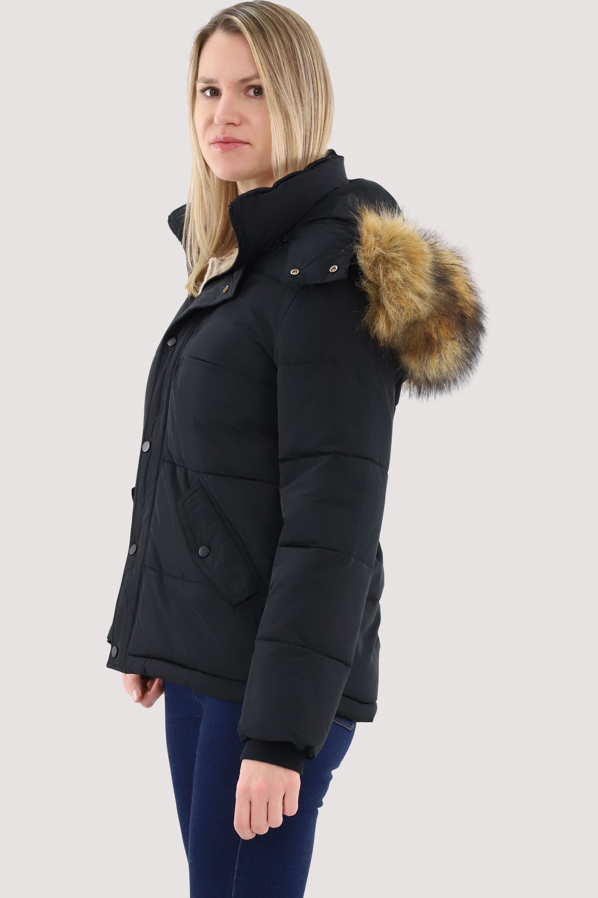 malito more than fashion Steppjacke AY128 mit Kapuze und abnehmbaren Kunstf günstig online kaufen