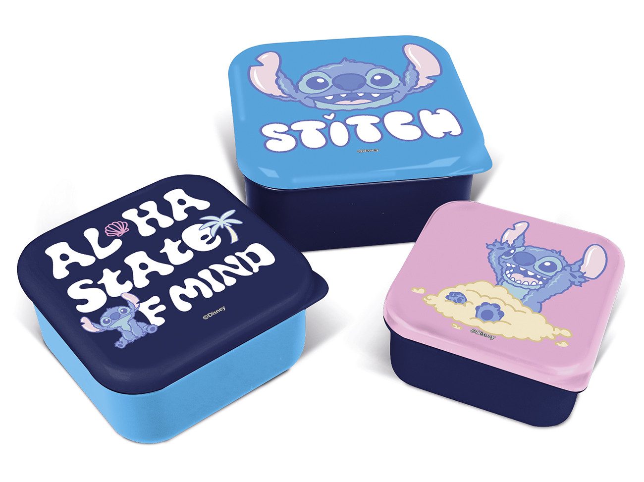 Geda Labels GmbH Lunchbox Stitch Cloudy Blue, PP, (3-tlg), Blau, 800ml, 3er Set