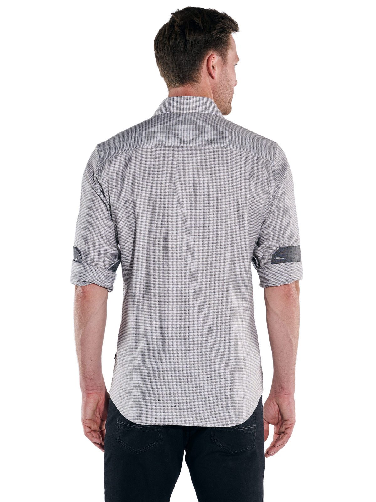 Engbers Langarmhemd Herren Hemd mit Hahnentrittmuster, Beige