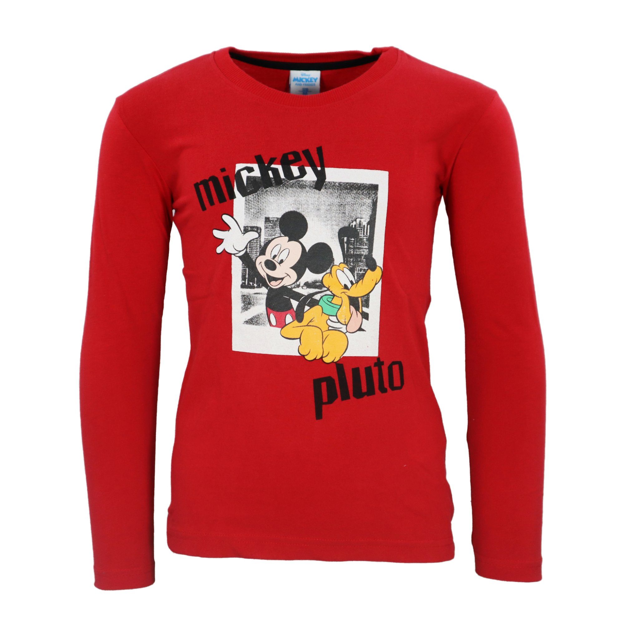 Disney Langarmshirt Disney Mickey Maus Kinder Jungen Langarm Shirt Gr. 98 bis 128 Rot
