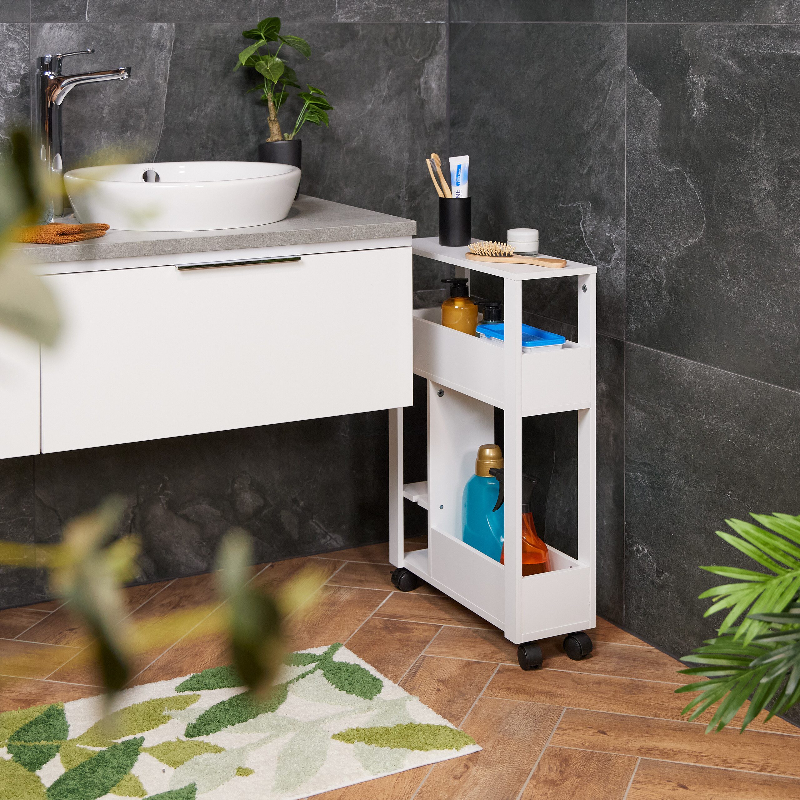 relaxdays Badregal Weißer Nischenwagen günstig online kaufen