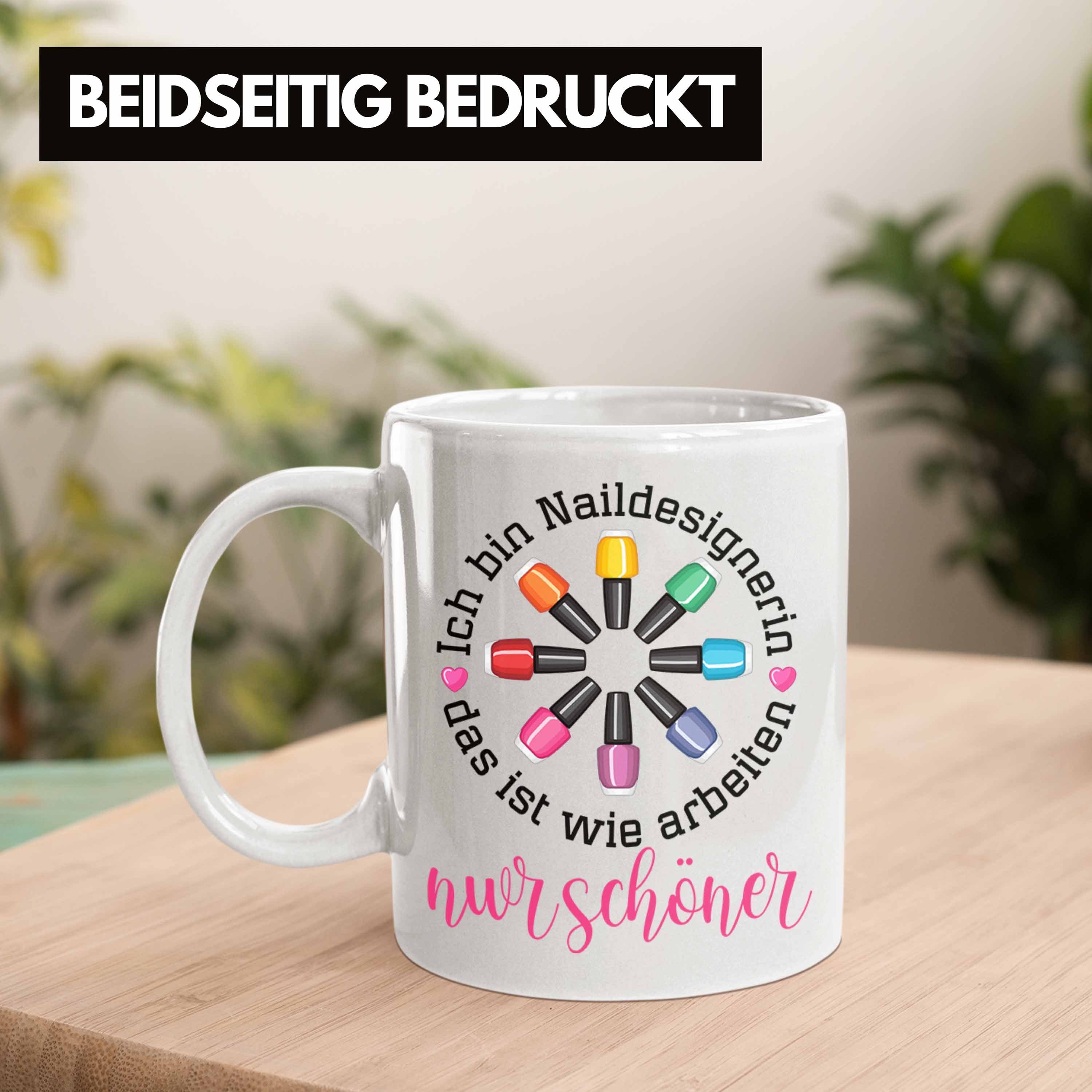 Tasse Trendation Weiss Nagelstudio Kosmetik Geschenk Tasse Nagelfee Nageldesignerin Naildesig