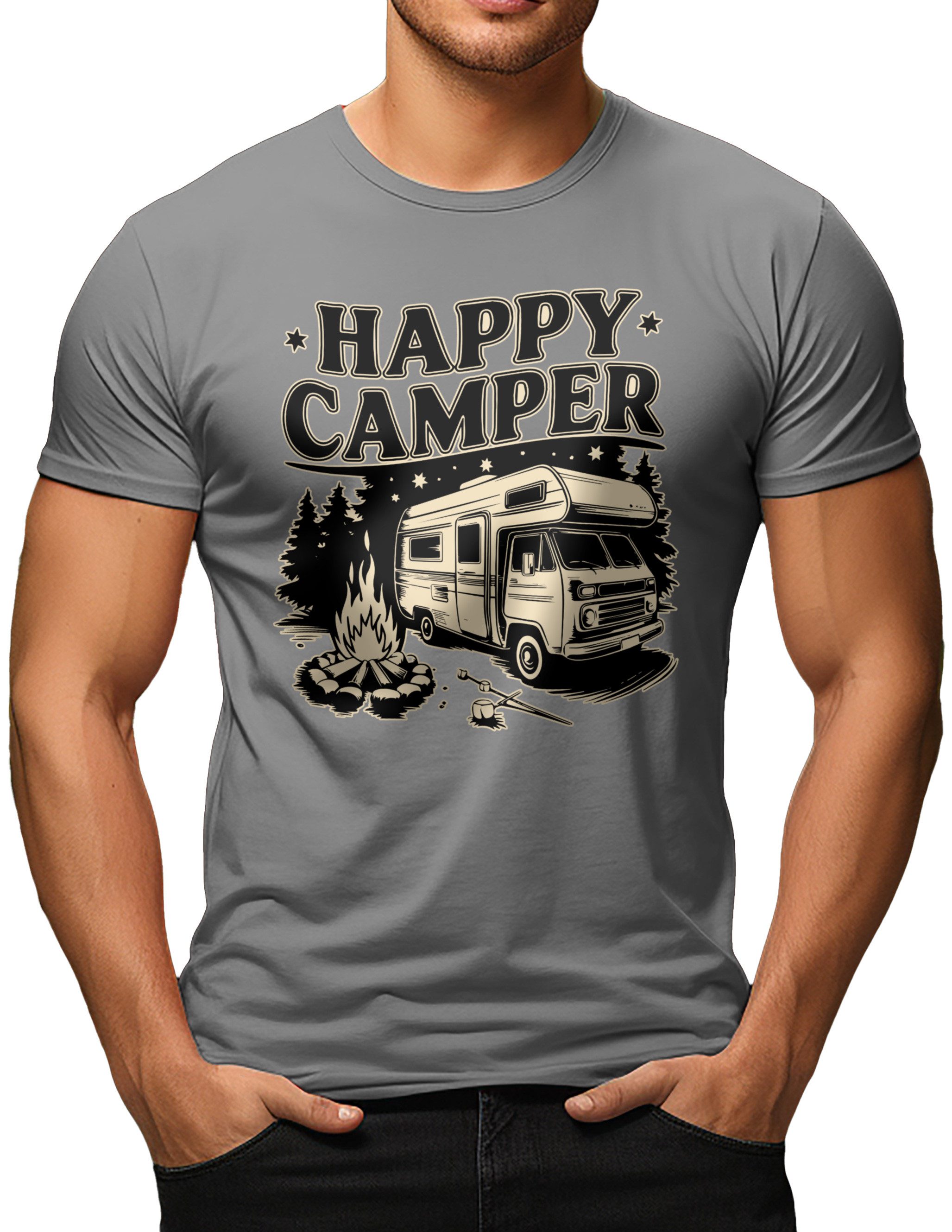T-Shirt für den Outdoor Urlaub Fan: Happy Camper
