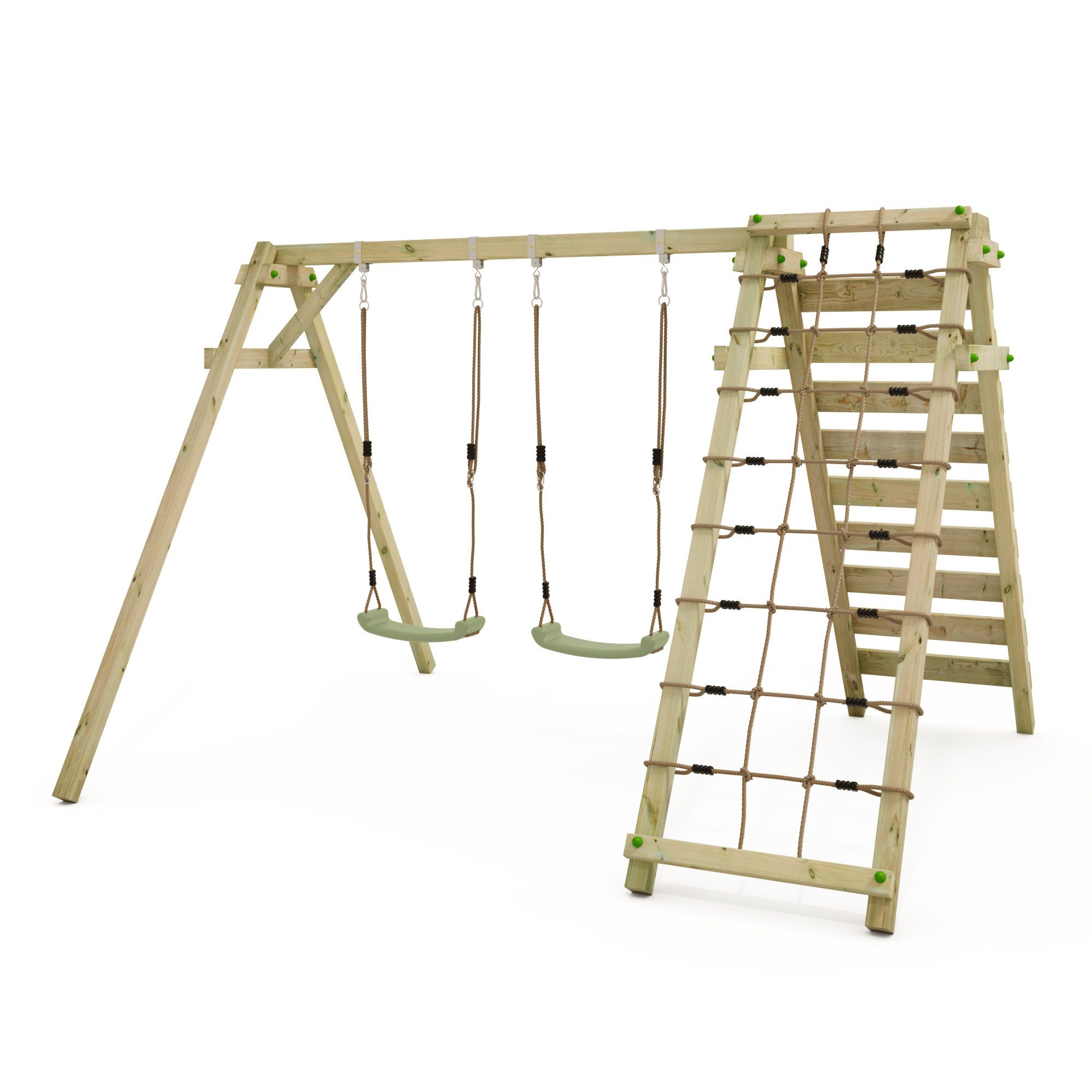 Wickey Doppelschaukel Smart Cliff – Kinderschaukel mit Kletterwand, (Gartenschaukel mit Kletterwand & 2 höhenverstellbaren Sitzen, Schaukelgerüst mit Kletterleiter fördert Motorik & Gleichgewicht), Aus massivem, wetterfestem Holz gefertigt mit 10 Jahren Garantie*