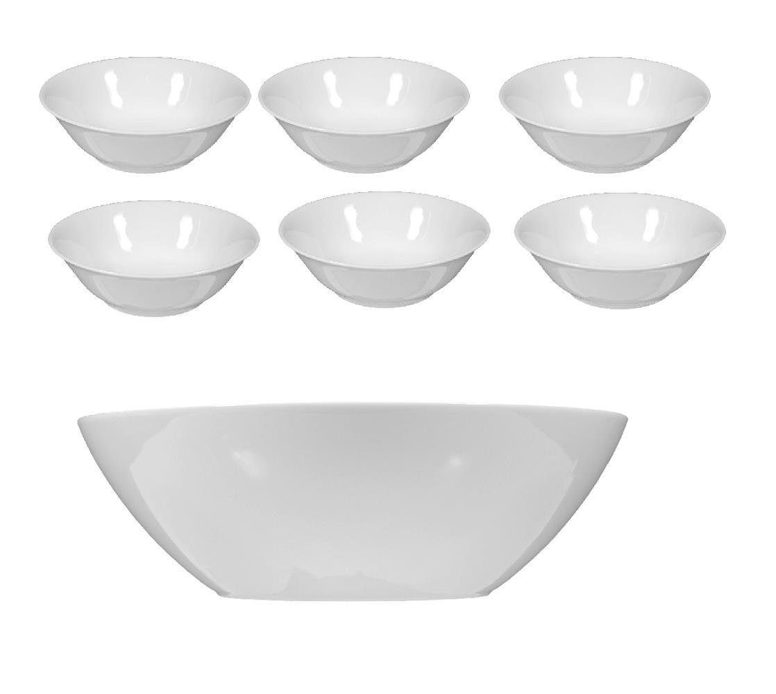 Seltmann Weiden Schüssel Seltmann Weiden Rondo/Liane Schüssel 24 cm+ Dessertschale Set 7 tlg., Porzellan, (Spar-Set)