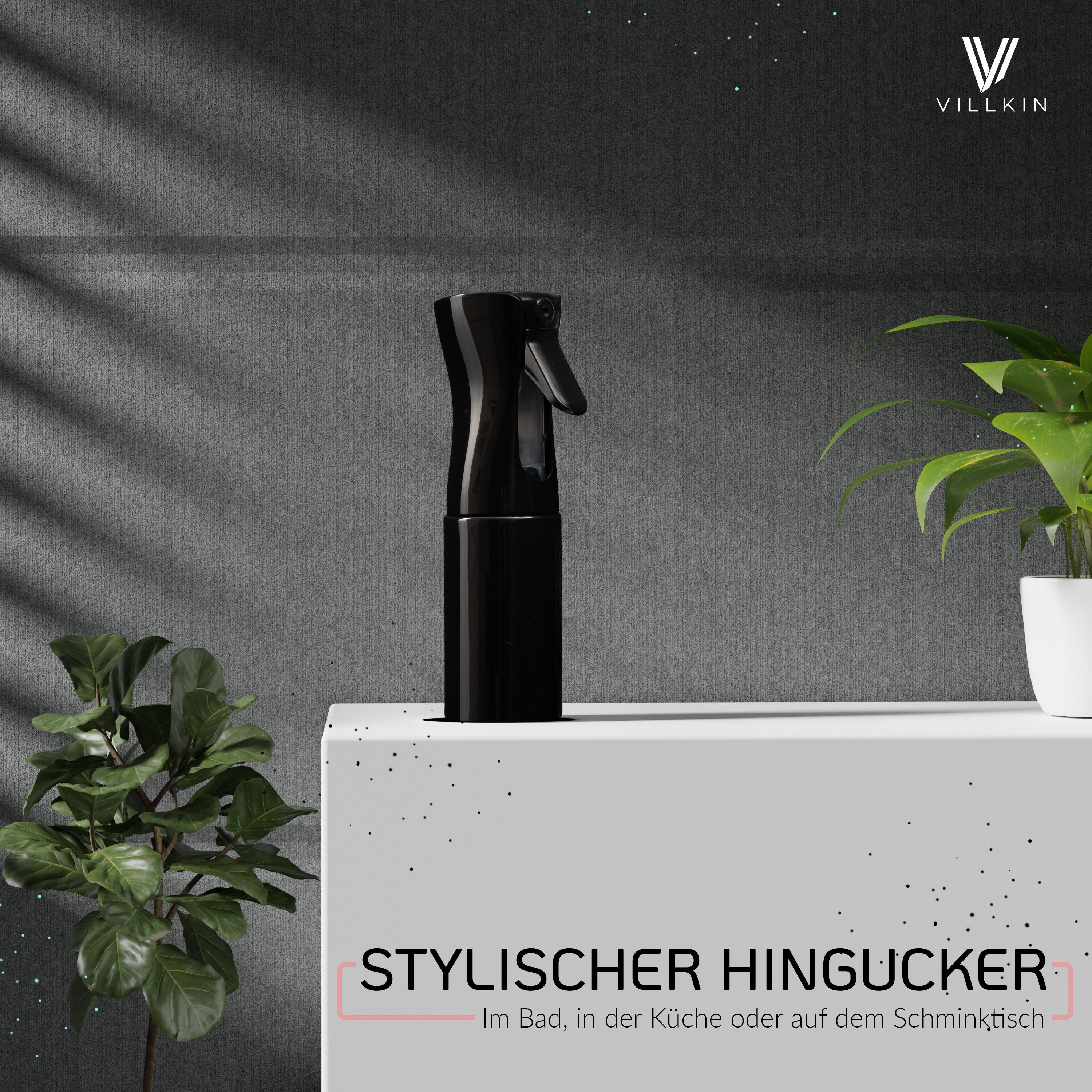 Villkin Sprühflasche, Wasserstäuber, Pflanzensprüher, (2-tlg), Für Haushalt, Haarstyling, Hundedusche, Kunst, Pflanzen befeuchtung