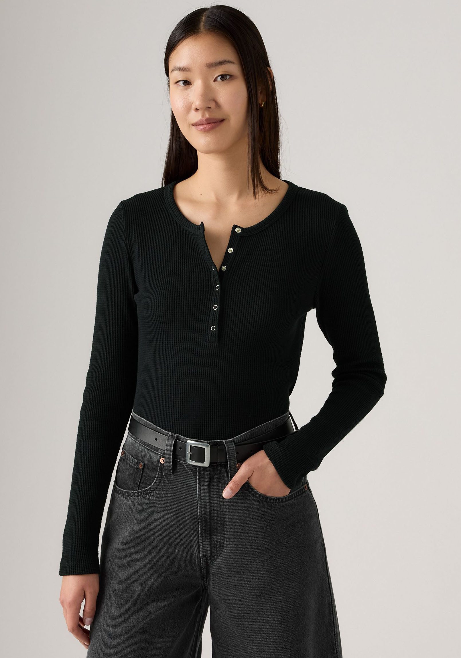 Levi's® Langarmshirt DRY GOODS HENLEY Mit Waffelstruktur- Muster günstig online kaufen