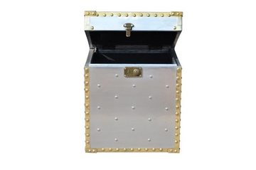Casa Padrino Beistelltisch Luxus Designer Aluminium Beistelltisch / Truhe - Art Deco Vintage Flieger Möbel - Koffer Truhe