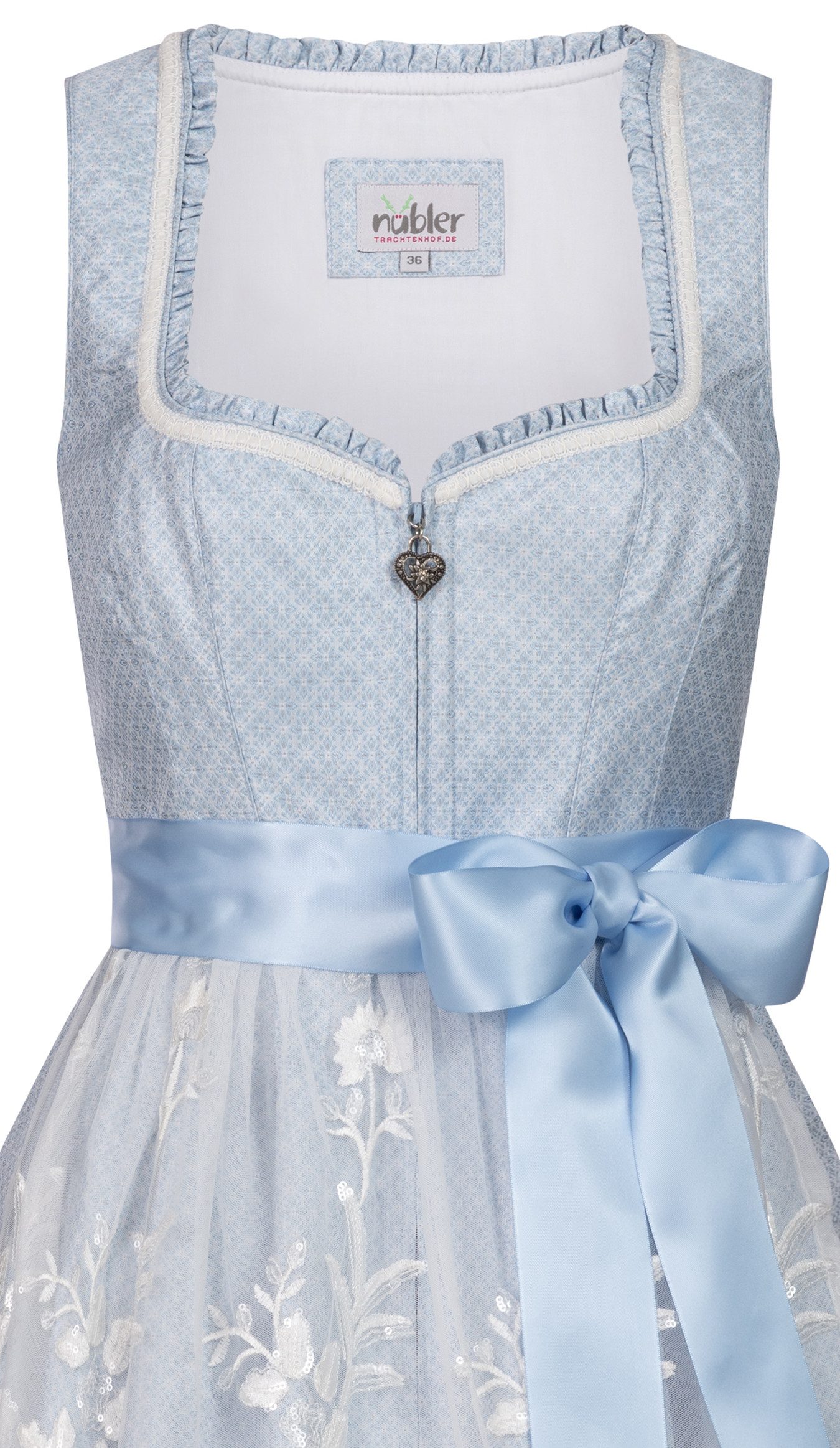 Nübler Trachtenkleid Midi Dirndl Gardi in Eisblau von Nübler - Rocklänge 60 cm