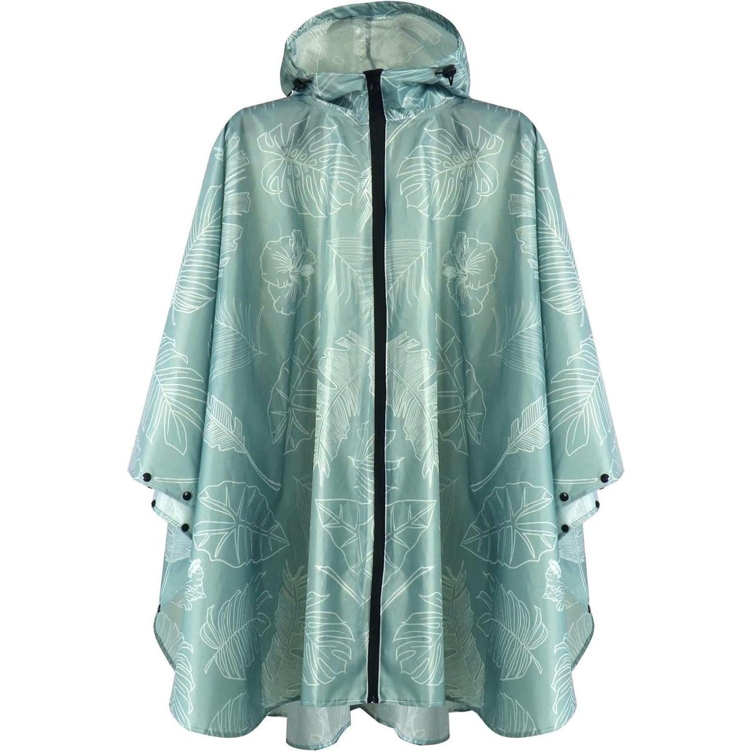 LuxusKollektion Campingstuhl Regenponcho Wasserdicht Fahrrad Kapuze Leicht Unisex Blatt