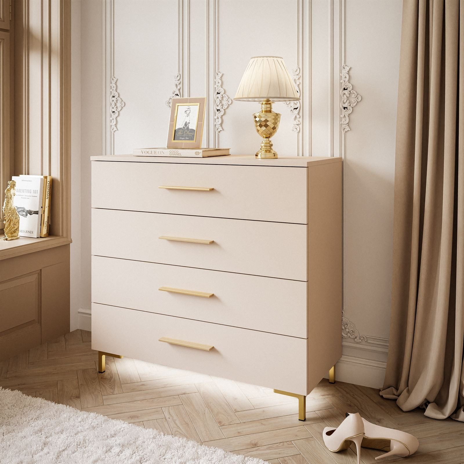 Lookway Kommode LINA KASCHMIR 4S mit LED Beleuchtung