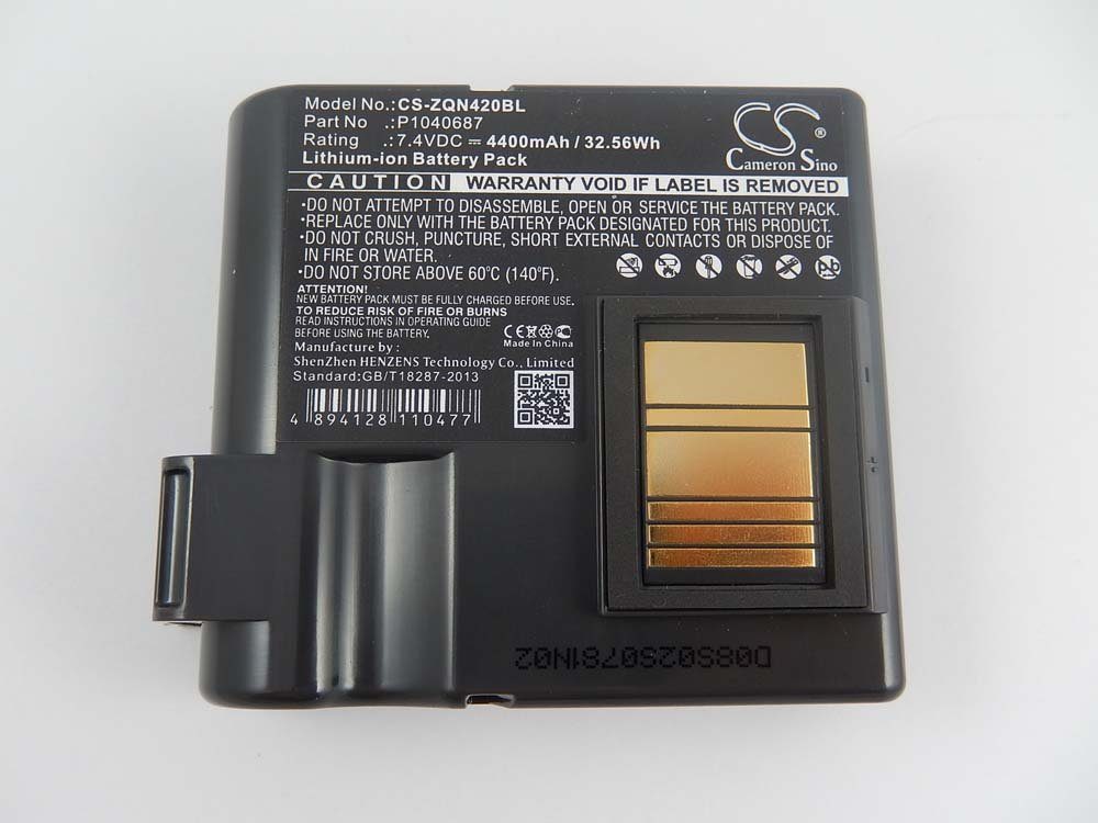 vhbw kompatibel mit Zebra QLN420, ZQ630 Akku Li-Ion 4400 mAh (7,4 V)