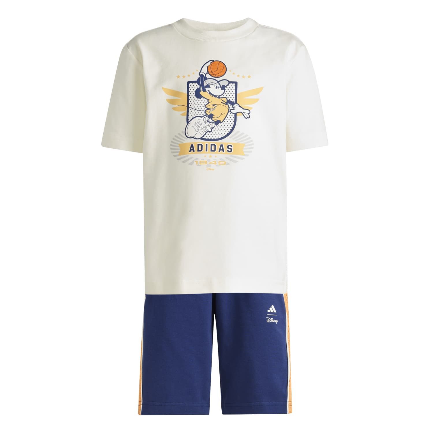adidas Performance T-Shirt Jogginganzug Disney Micky Maus (Baumwolle) beige/dunkelblau Kinder