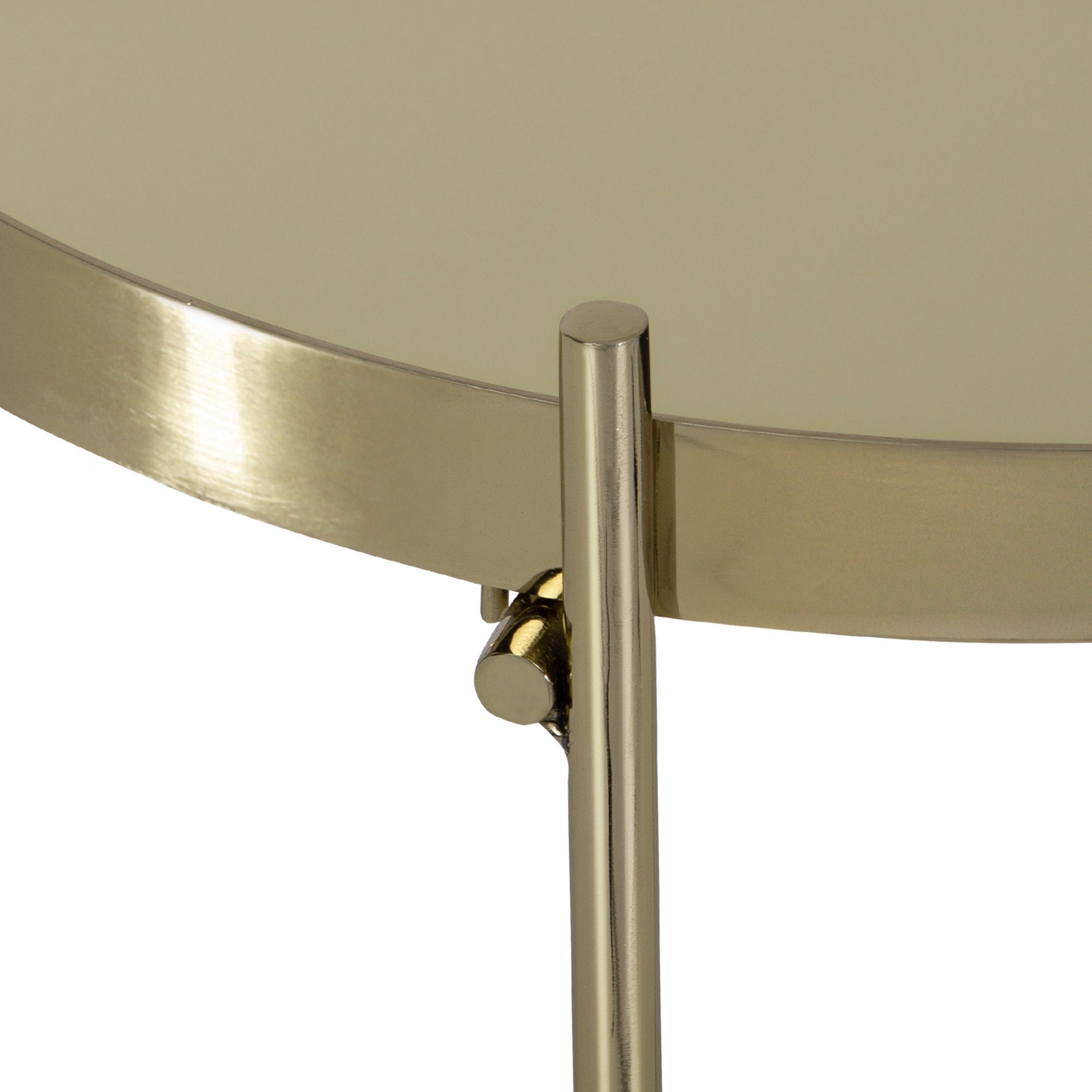 WOMO-DESIGN Beistelltisch Designwohnzimmertisch Tisch, Altmessing Sofatisch Unikat Lounge Metall Ø43x45cm Glastisch Couchtisch Metall Glas