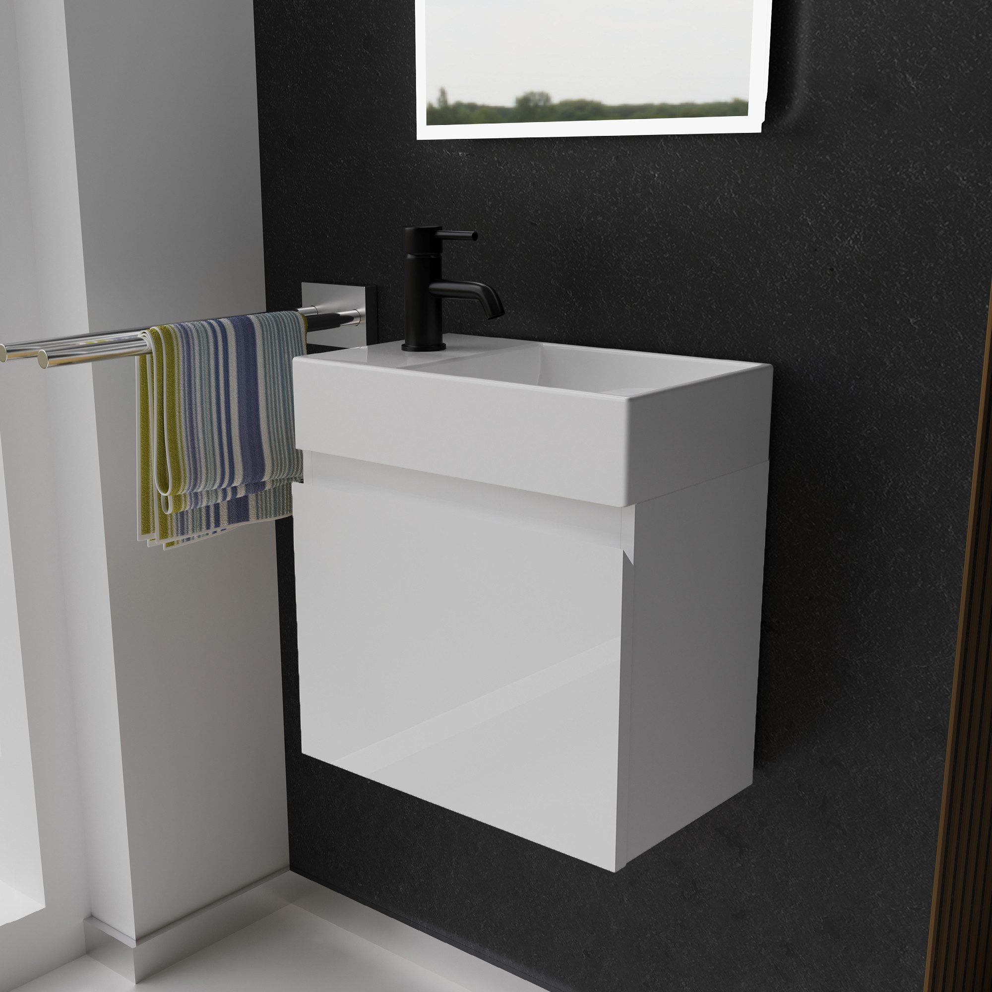 Alpenberger Badmöbel-Set - Waschbecken mit Unterschrank - Badschrank Komple günstig online kaufen