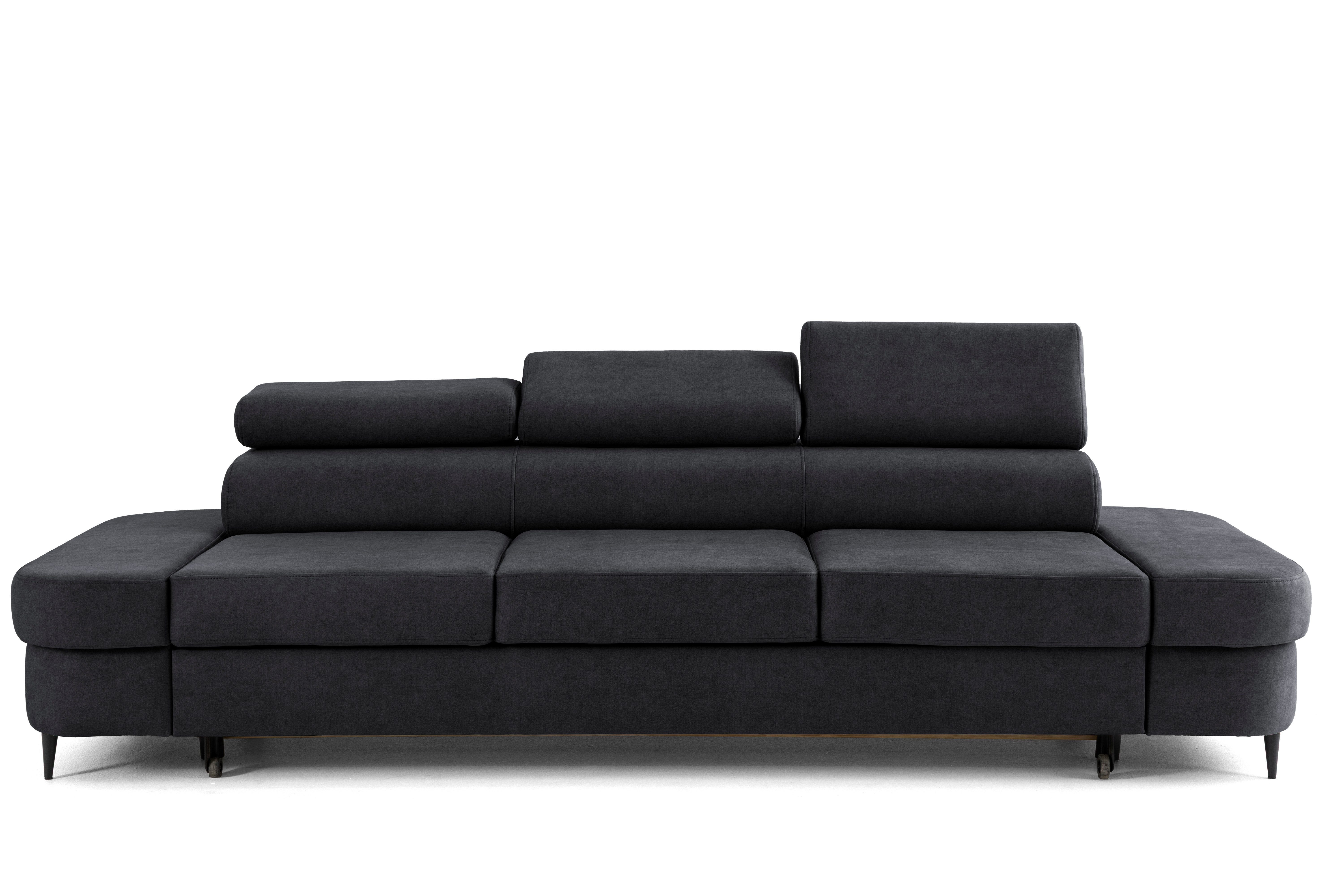 Muffo Sofa PRIAM, Modernes, minimalistisches Design, Sitzfüllung: T30-Schaum + gewellte Feder, Verstellbare Kopfstützen, Gelegentliche Schlaffunktion