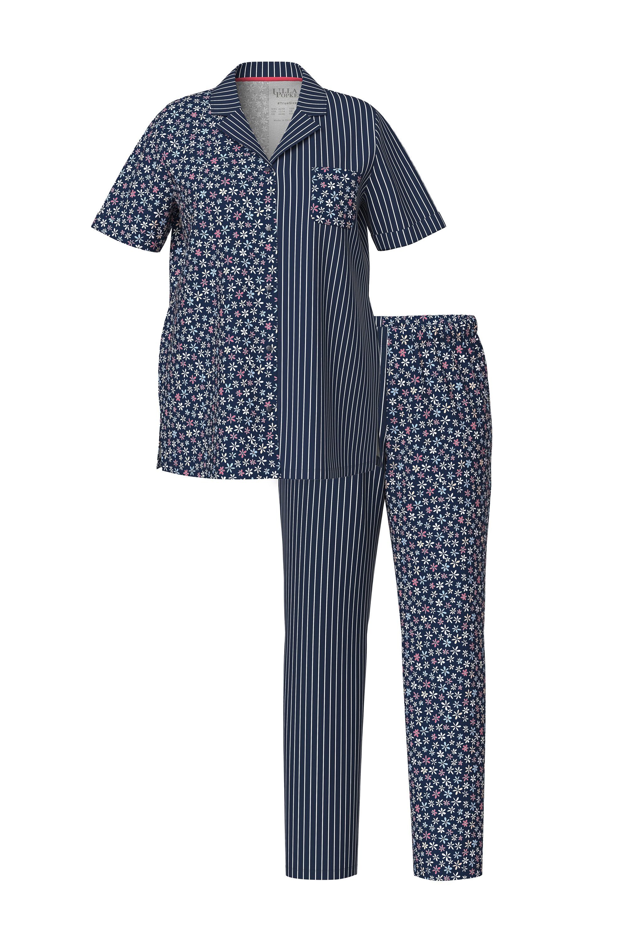 Ulla Popken Pyjama Pyjama Mustermix Reverskragen günstig online kaufen