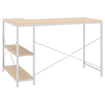 vidaXL Schreibtisch Computertisch Weiß und Eiche-Optik 110x72x70 cm Holzwerkstoff