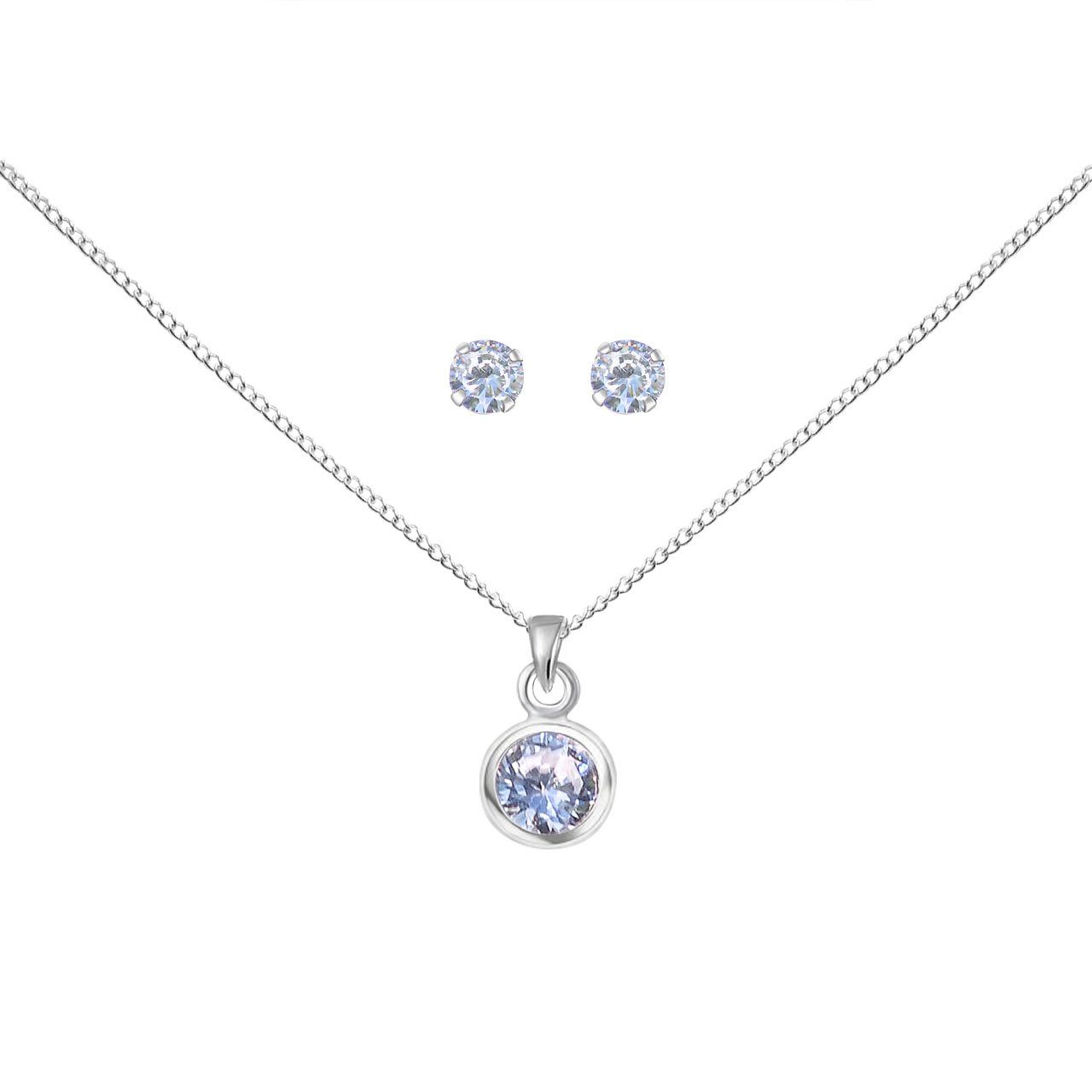 Bild von ALEXANDER YORK Schmuckset »SOLITÄR in 925 Sterling Silber, 4-tlg.« (Schmuckset, Kette mit Anhänger, Ohrstecker)