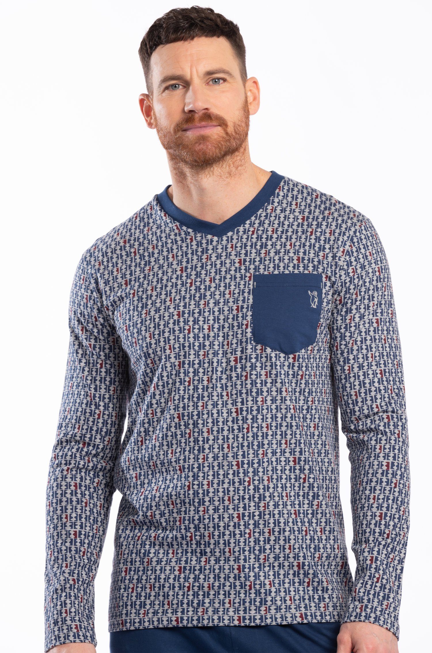 Eskimo Schlafanzug Herren Schlafanzug V Ausschnitt (2 tlg) Modisches Design