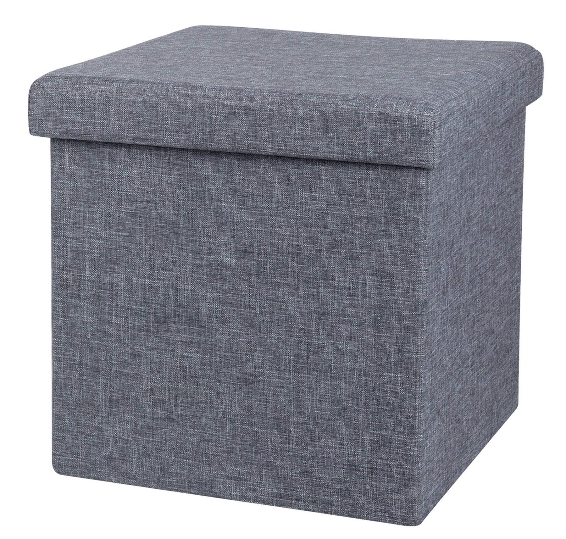 Urban Living Sitzwürfel Sitzhocker Sitzwürfel Aufbewahrungsbox Tissu, mit Stauraumfach hoher Sitzkomfort Grau