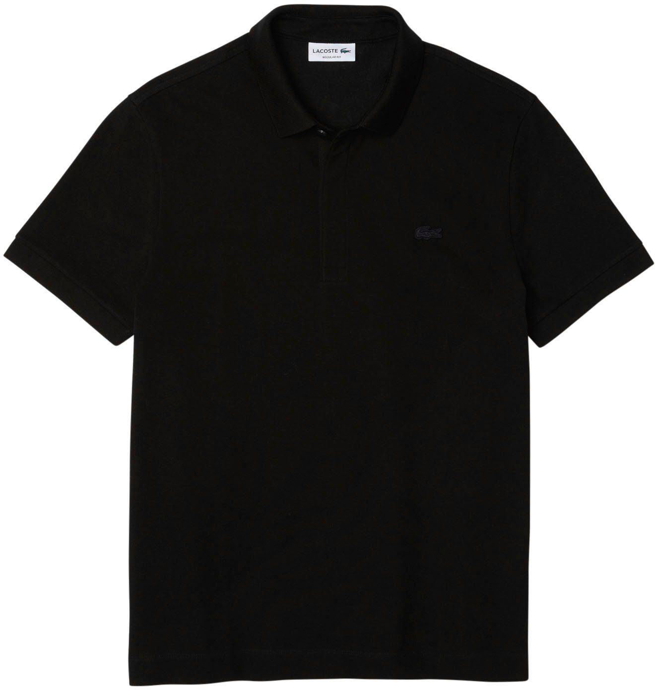 Lacoste Poloshirt Paris schwarz verdeckter Knopfleiste mit (1-tlg)