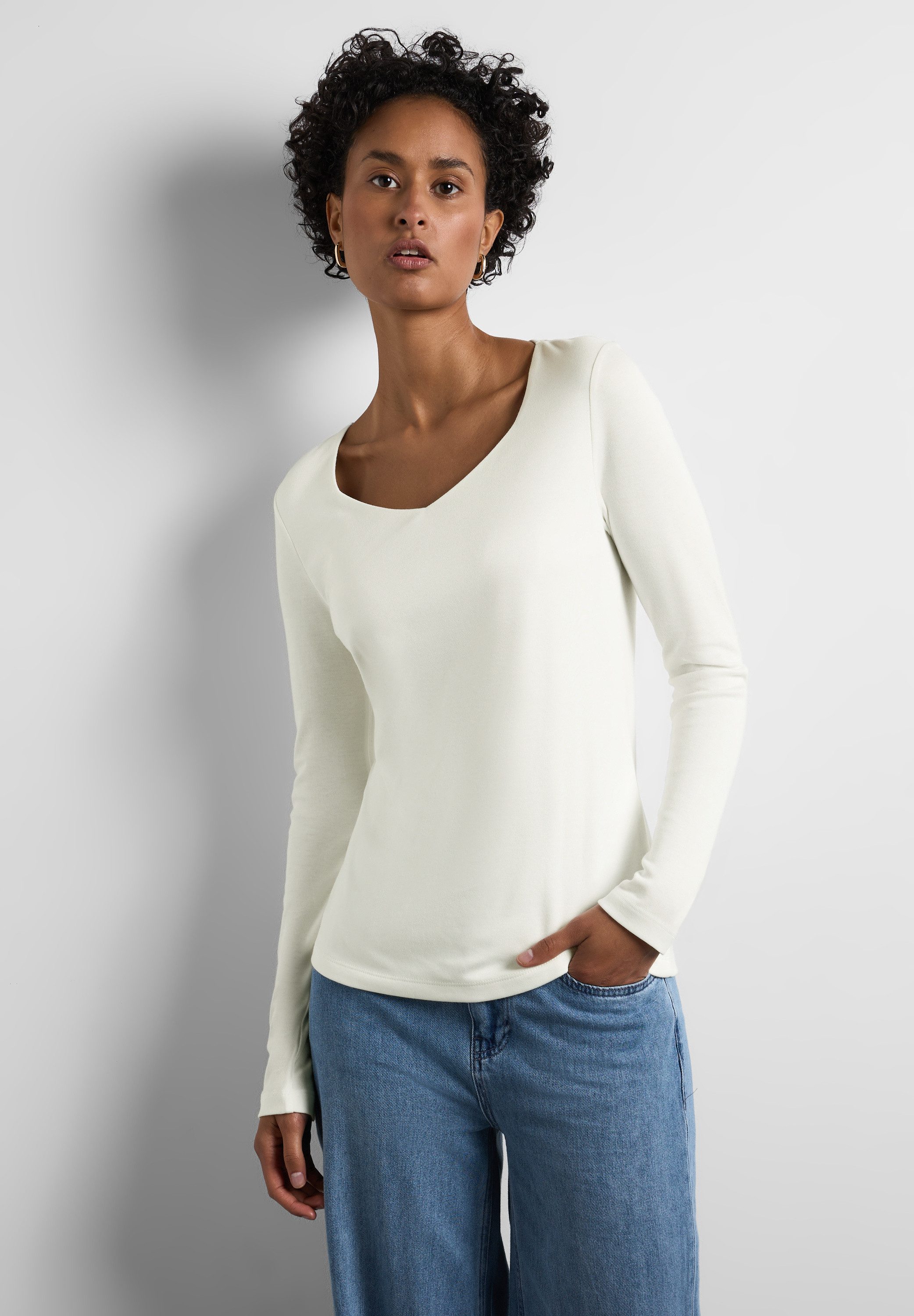 STREET ONE Langarmshirt in Unifarbe