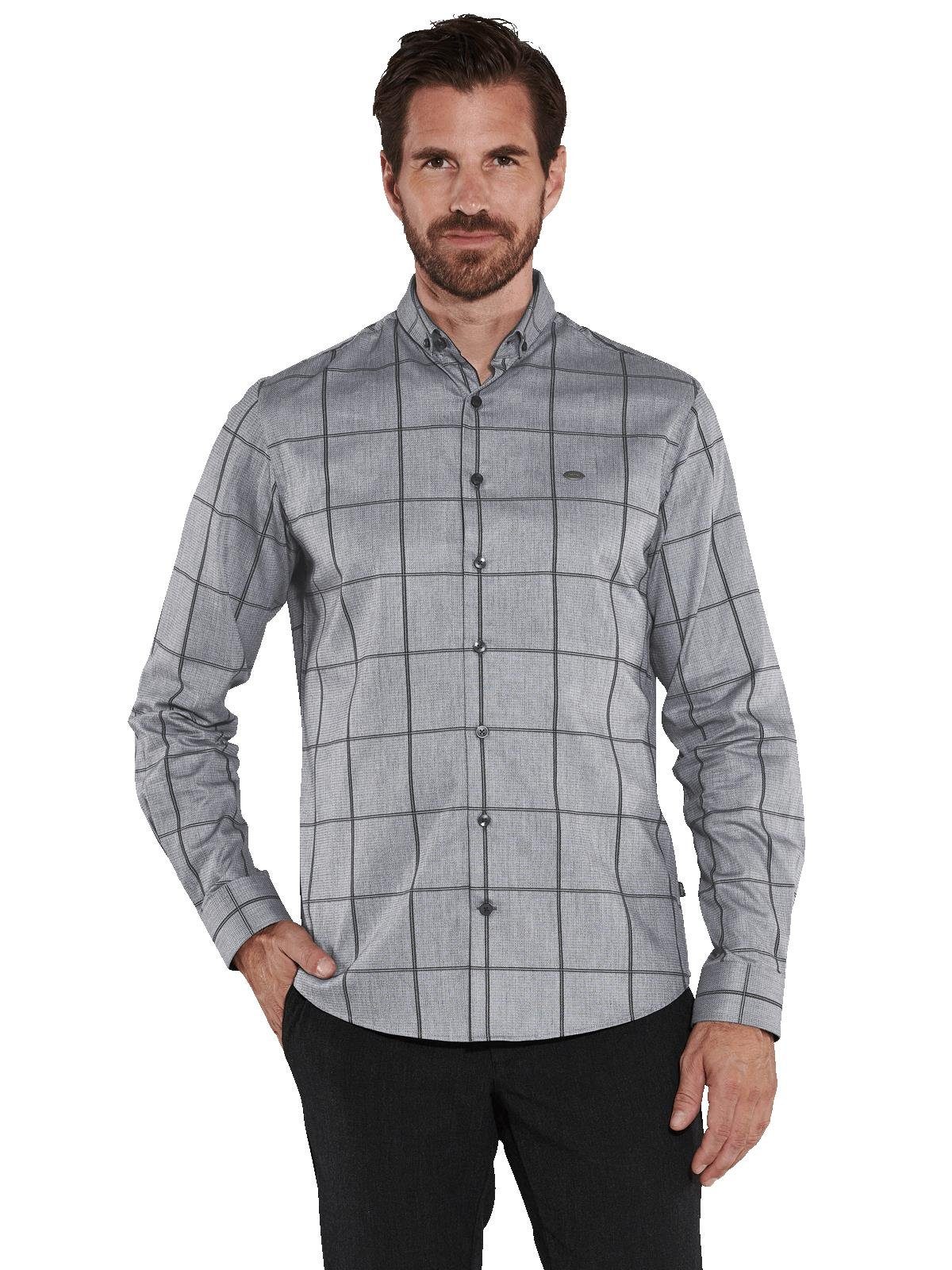 Engbers Langarmhemd engbers Herren Langarm-Hemd kariert, Grau günstig online kaufen